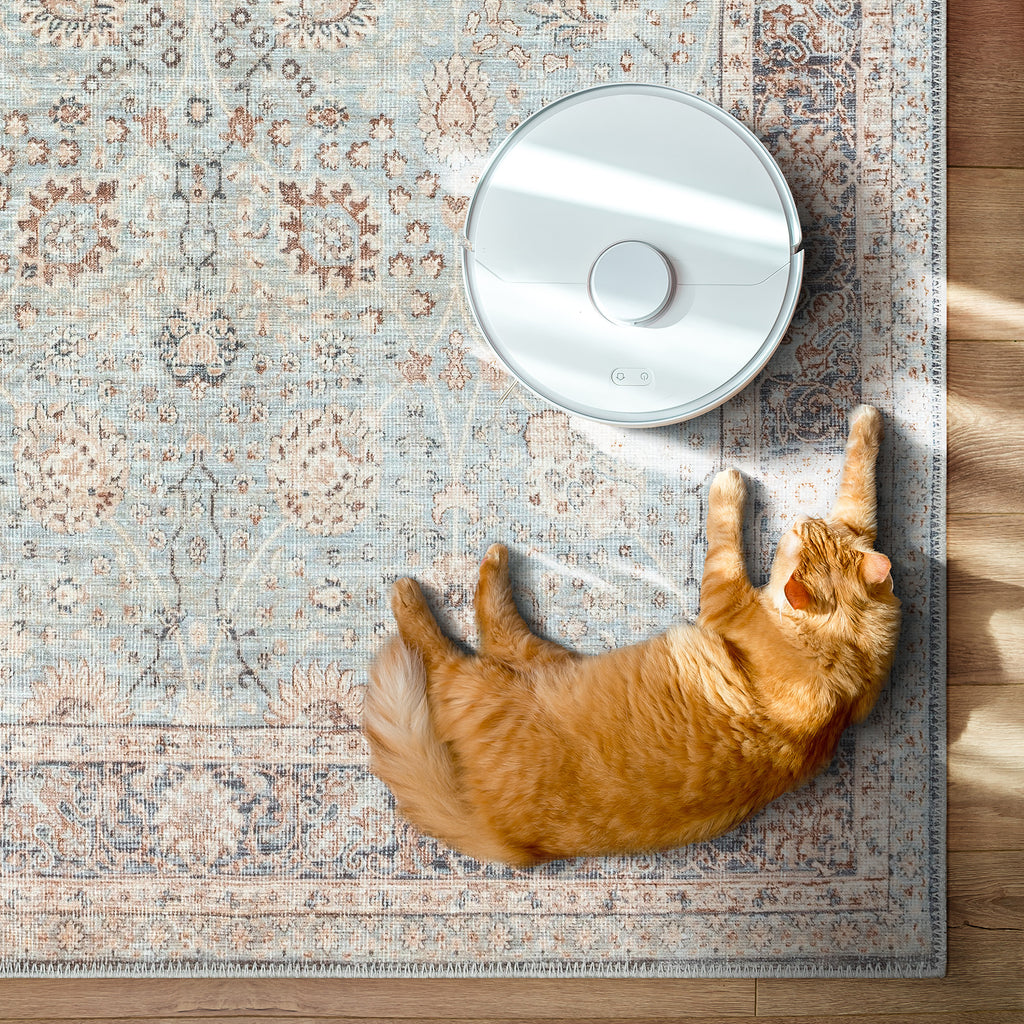 GLN Rugs Samarkand - Machine Washable Area Rug - Turkish Light Blue Home Rugs