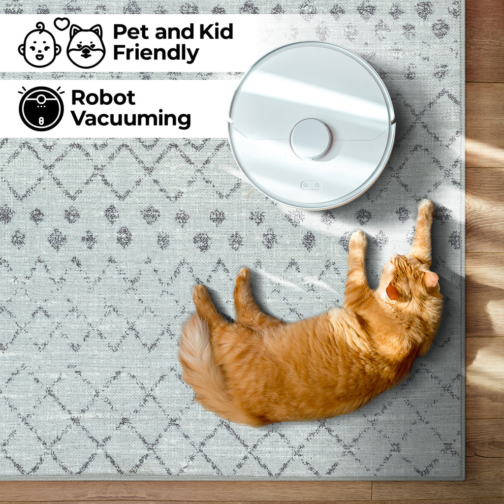 GLN Rugs Timgad - Machine Washable Area Rug - Gray Modern Home Rugs