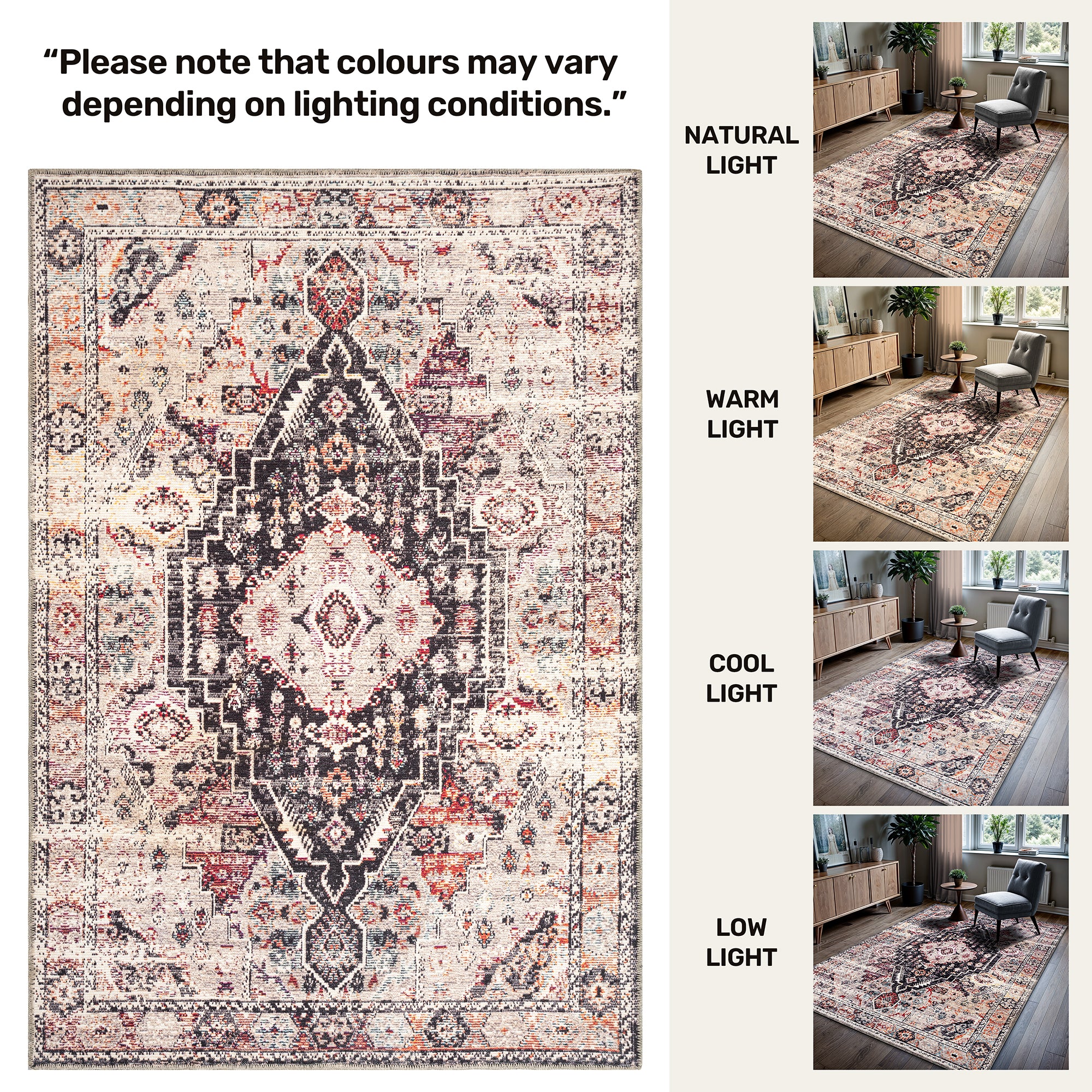 GLN Rugs Oltu - Machine Washable Area Rug - Turkish Terra/Multicolor Home Rugs