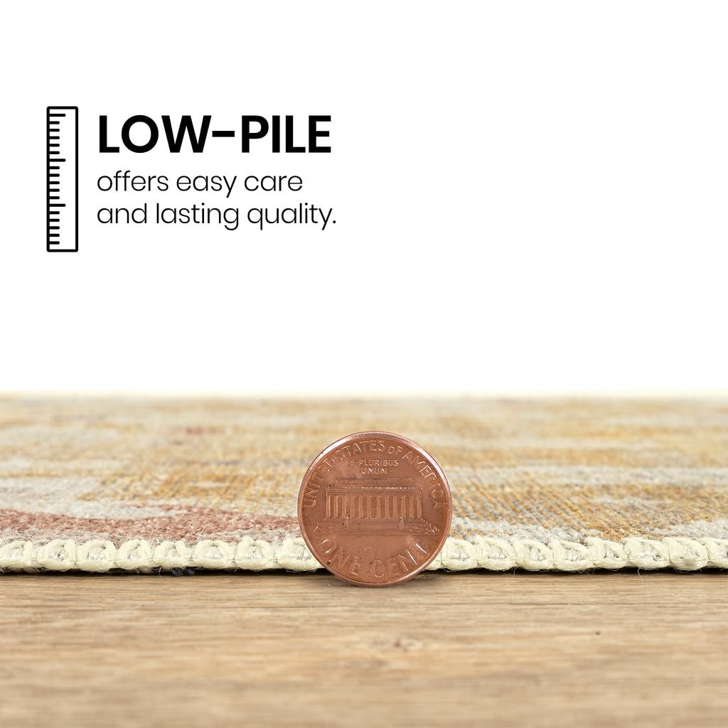 GLN Rugs Thebes - Machine Washable Area Rug - Turkish Yellow/Gray Home Rugs