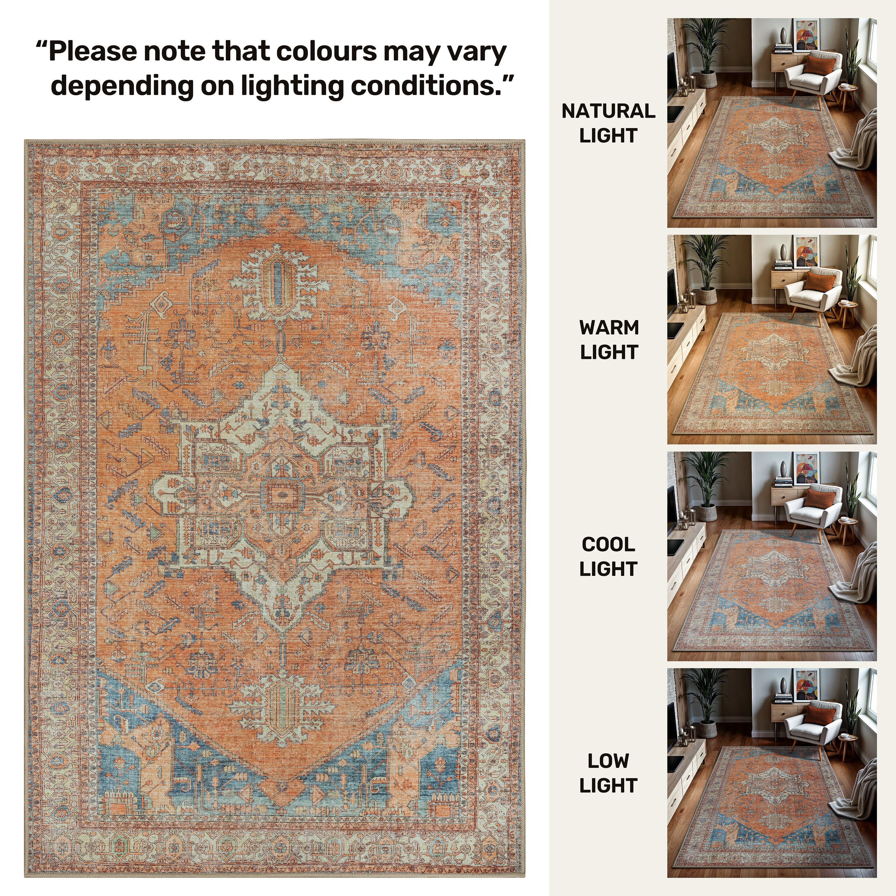 GLN Rugs Petra - Machine Washable Area Rug - Turkish Terra Home Rugs