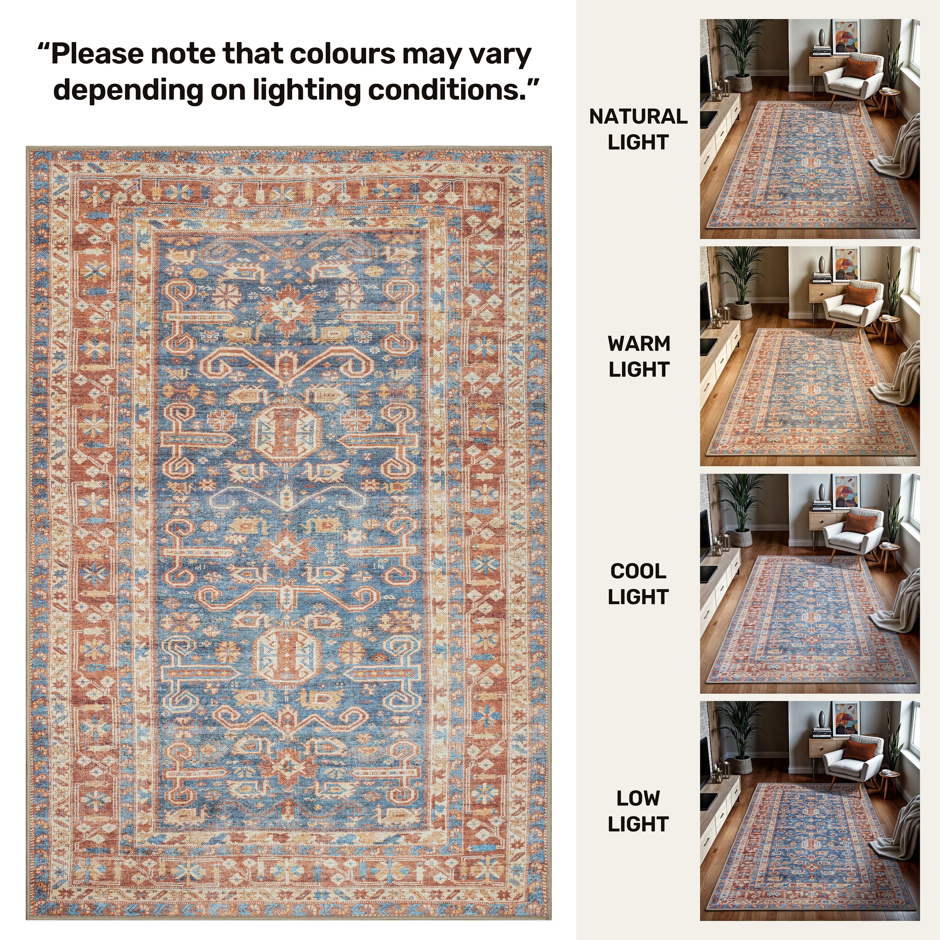 GLN Rugs Jerusalem - Machine Washable Area Rug - Turkish Terra Home Rugs