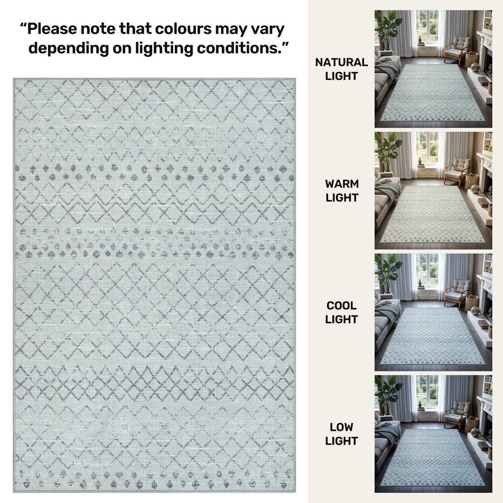 GLN Rugs Timgad - Machine Washable Area Rug - Gray Modern Home Rugs