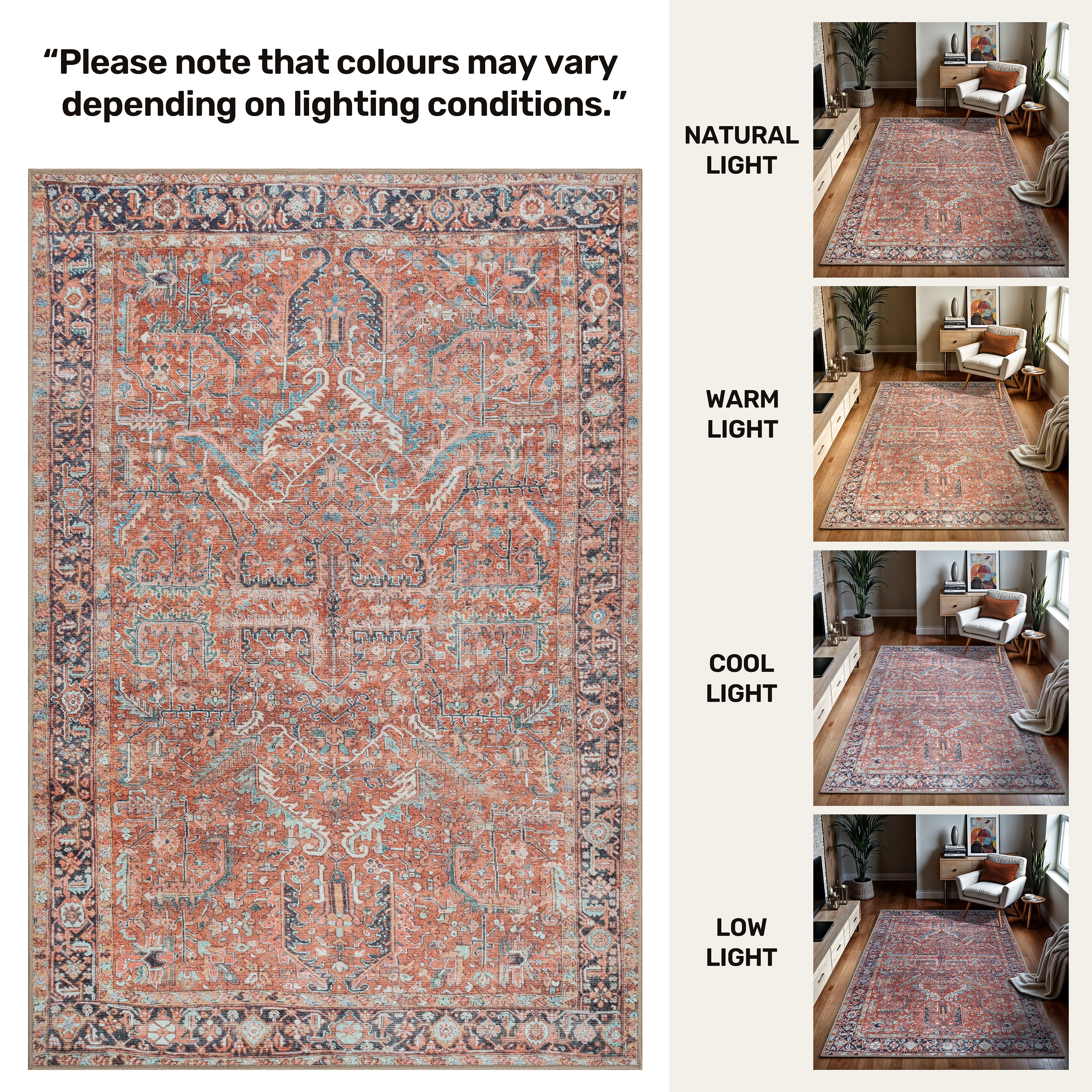 GLN Rugs Babylon - Machine Washable Area Rug - Turkish Terra Home Rugs