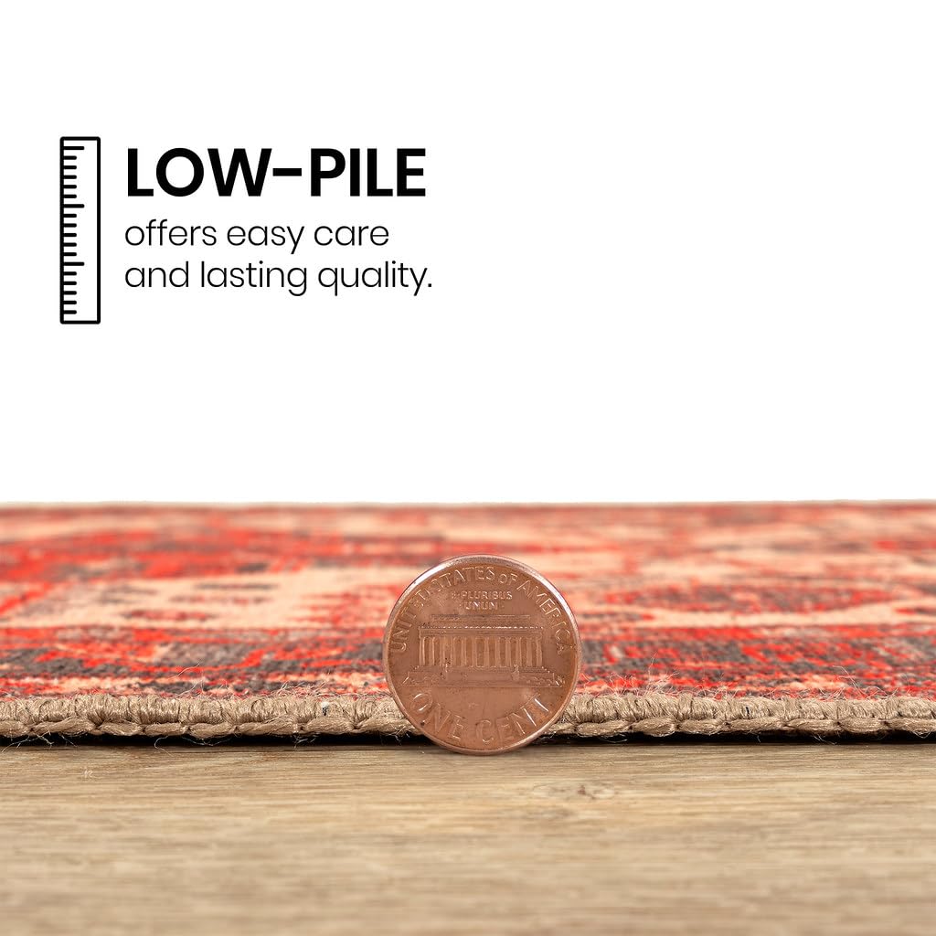 GLN Rugs Sparta - Machine Washable Area Rug - Turkish Red/Black Home Rugs