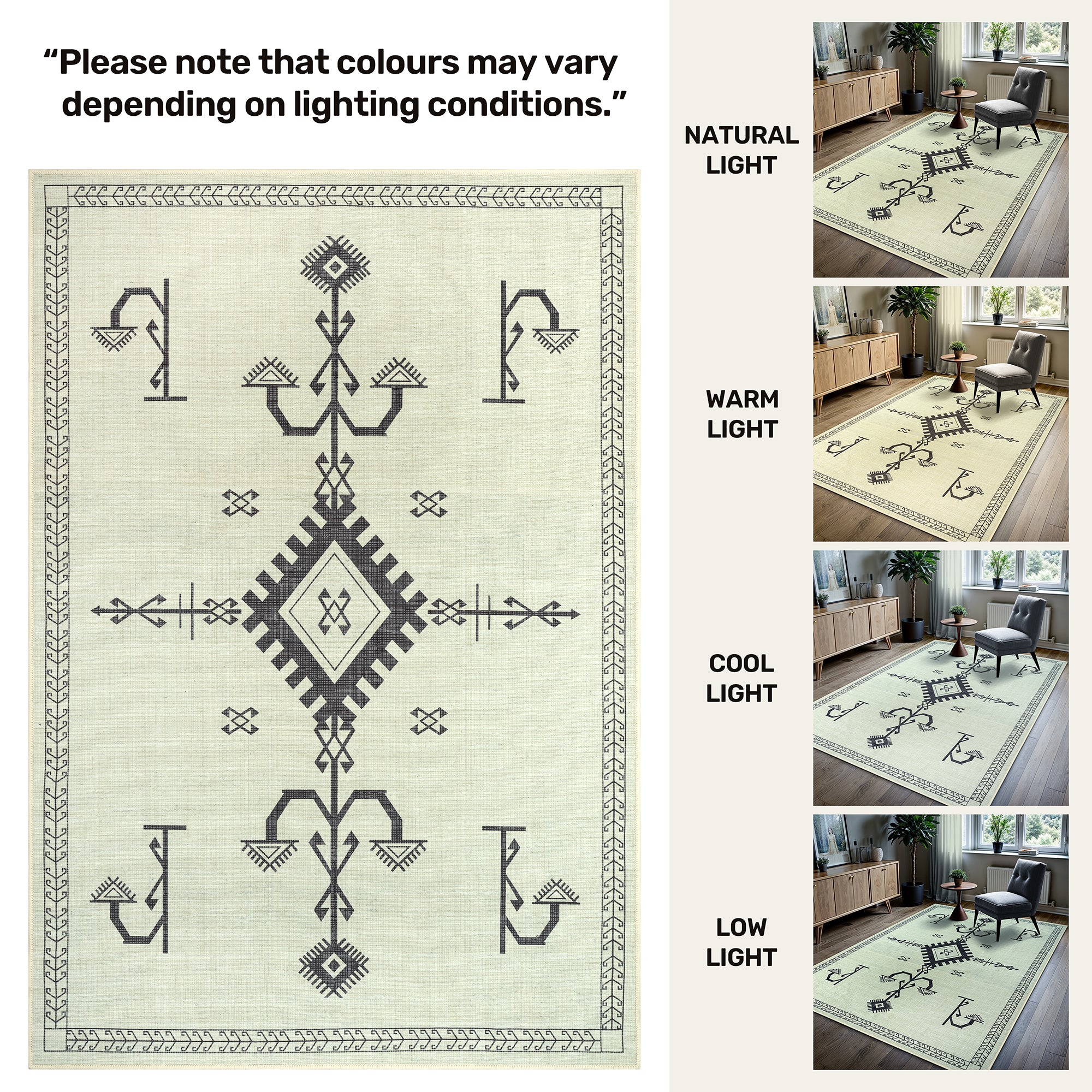 GLN Rugs Corum - Machine Washable Area Rug - Turkish Home Rugs