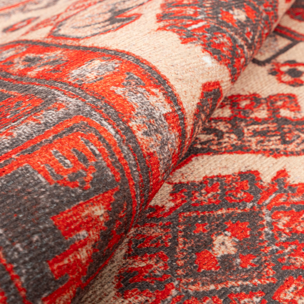 GLN Rugs Sparta - Machine Washable Area Rug - Turkish Red/Black Home Rugs