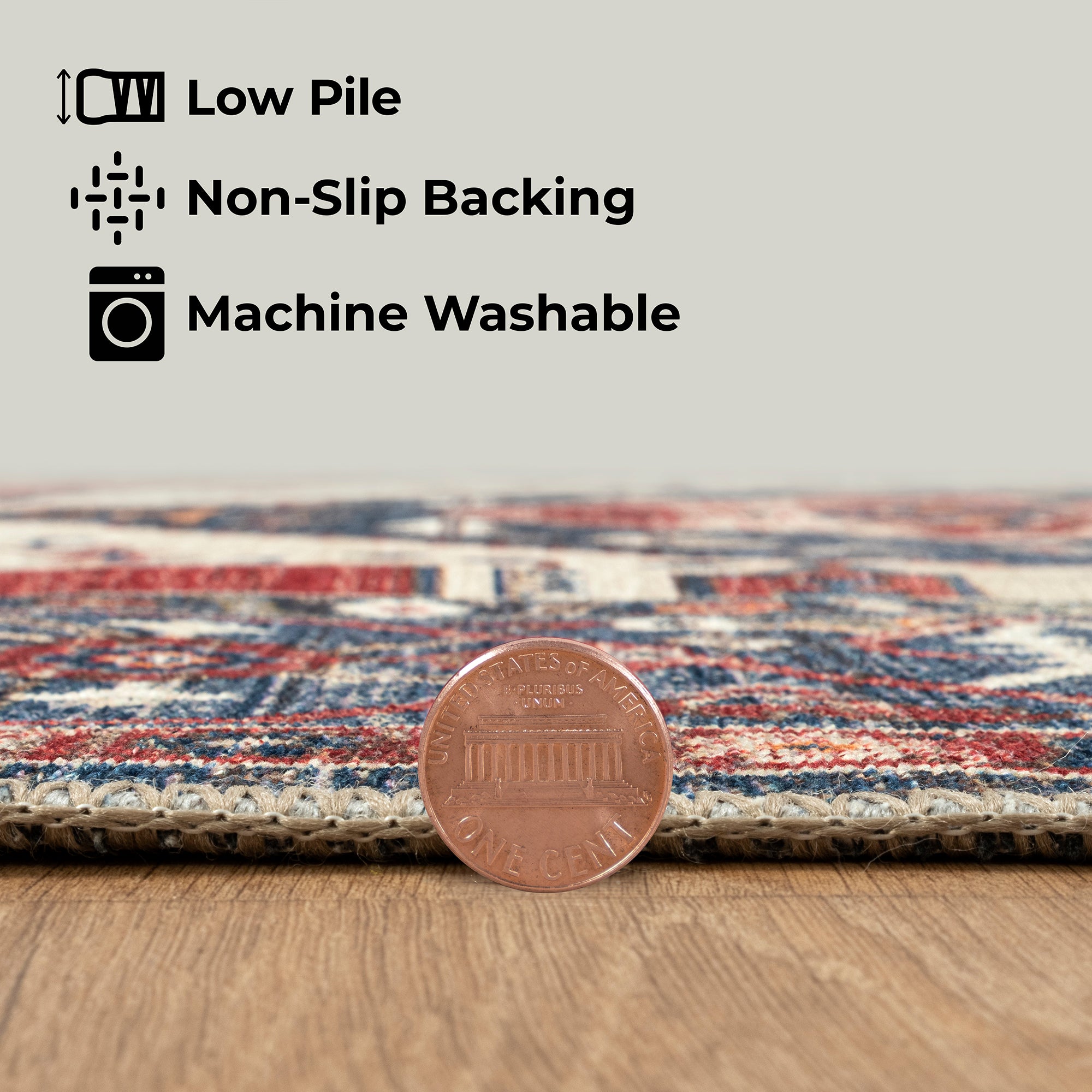 GLN Rugs Salur - Machine Washable Area Rug - Turkish Red Home Rugs