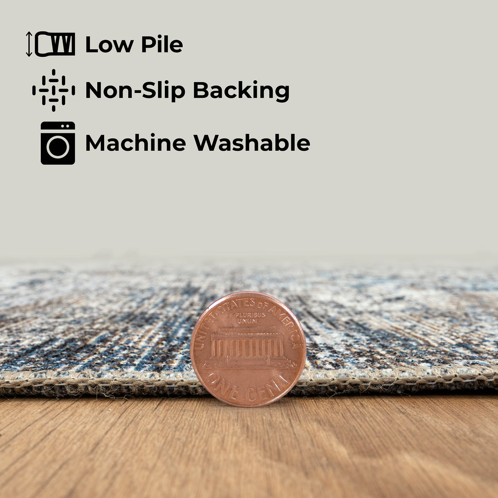 GLN Rugs Kumbet - Machine Washable Area Rug - Turkish Blue Home Rugs