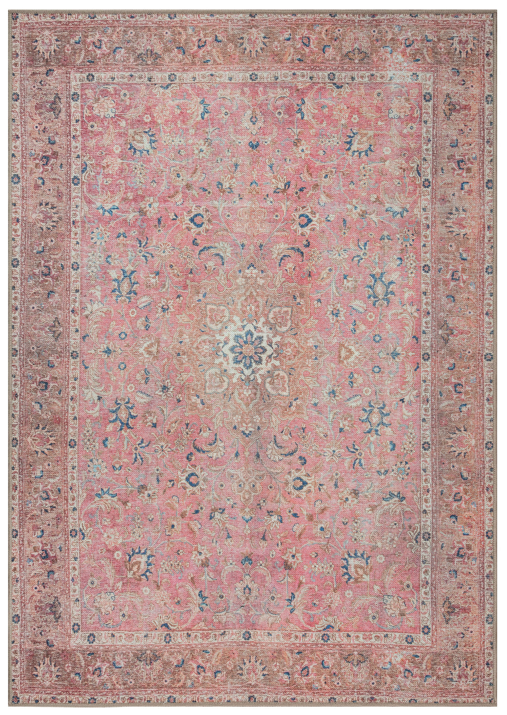 GLN Rugs Camelot - Machine Washable Area Rug - Turkish Pink/Coral Home Rugs