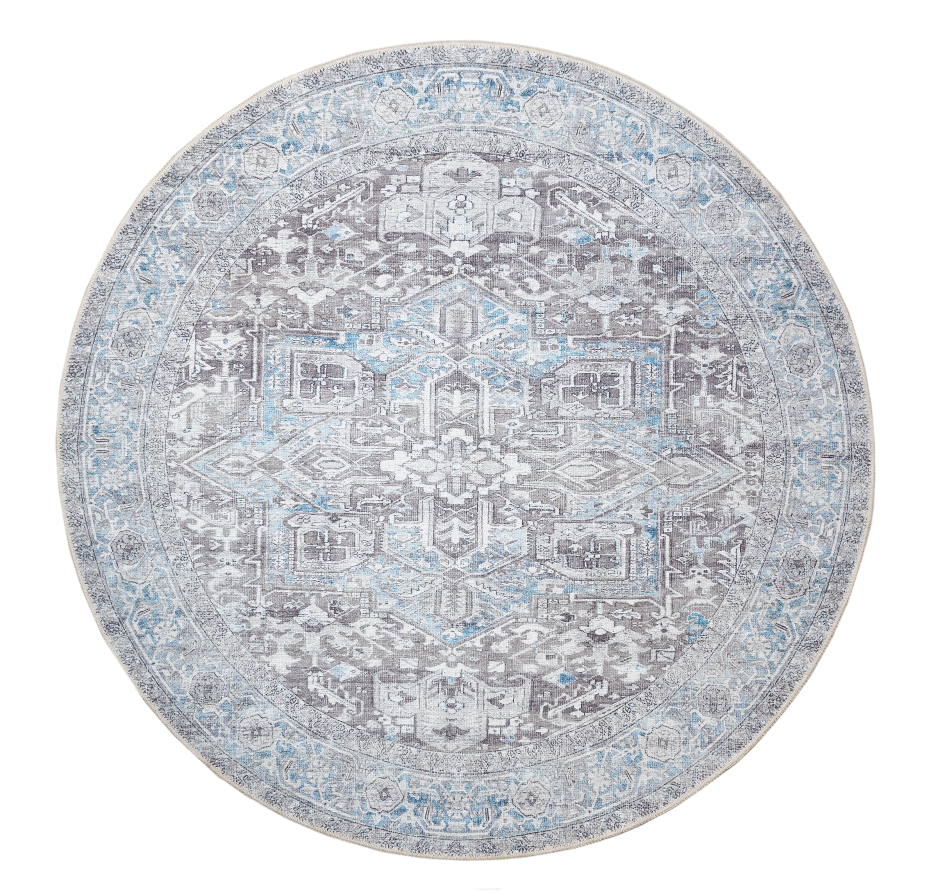 GLN Rugs Memphis - Machine Washable Area Rug - Turkish Ice Blue/Gray Home Rugs