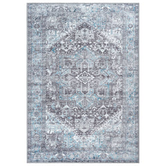 GLN Rugs Memphis - Machine Washable Area Rug - Turkish Ice Blue/Gray Home Rugs