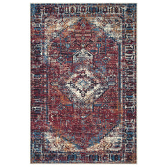 GLN Rugs Narman - Machine Washable Area Rug - Turkish Burgundy Home Rugs