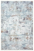 A machine washable, abstract grey multicolored area rug.