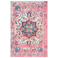 GLN Rugs Serik - Machine Washable Area Rug - Turkish Pink Home Rugs