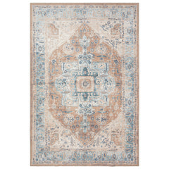 GLN Rugs Hopa - Machine Washable Area Rug - Turkish Brown/Blue Home Rugs