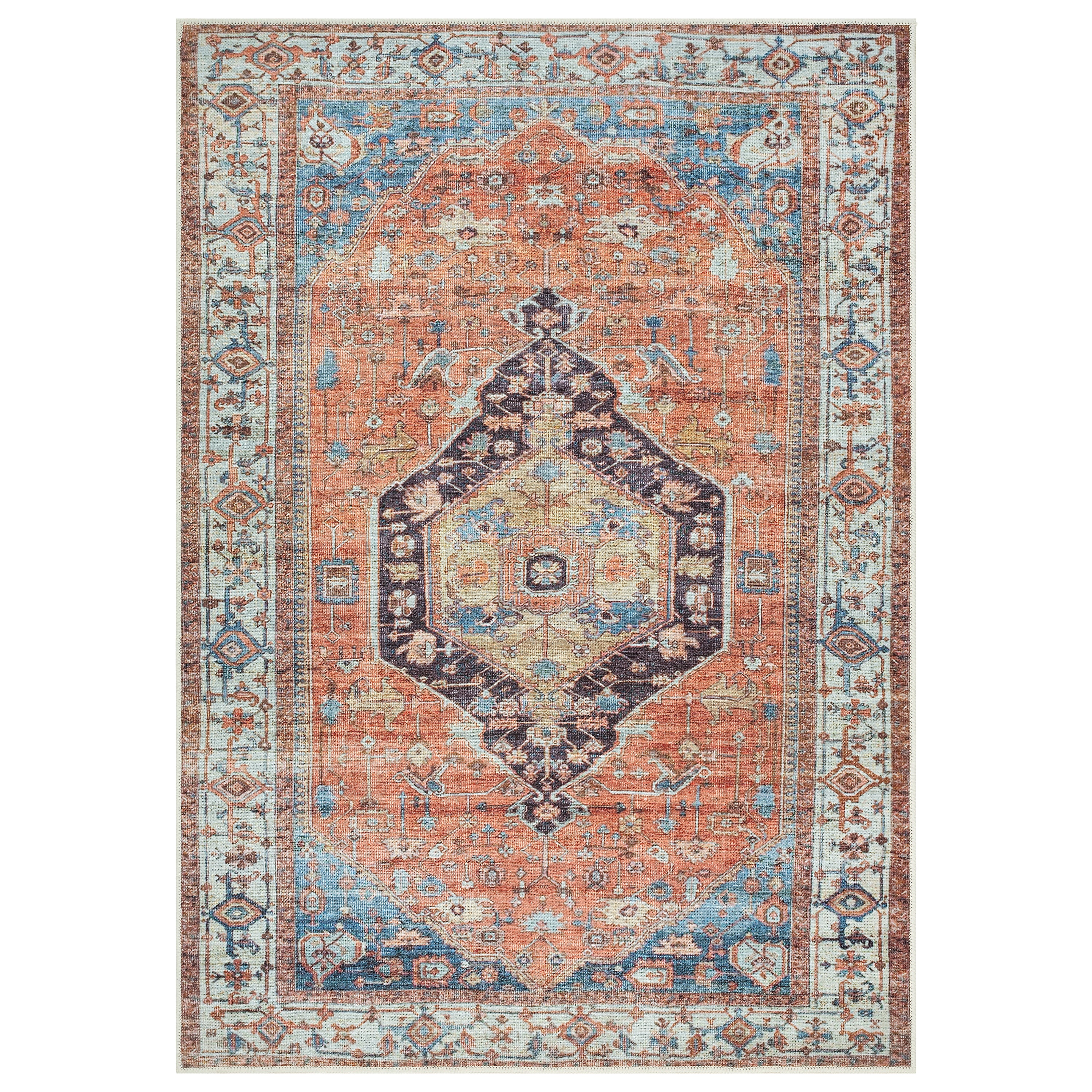 GLN Rugs Kitesh - Machine Washable Area Rug - Turkish Terra Home Rugs