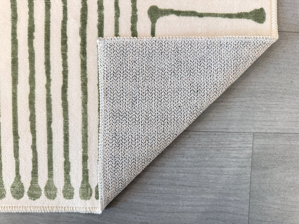 GLN Rugs Milet - Machine Washable Area Rug - Green/Beige Home Rug