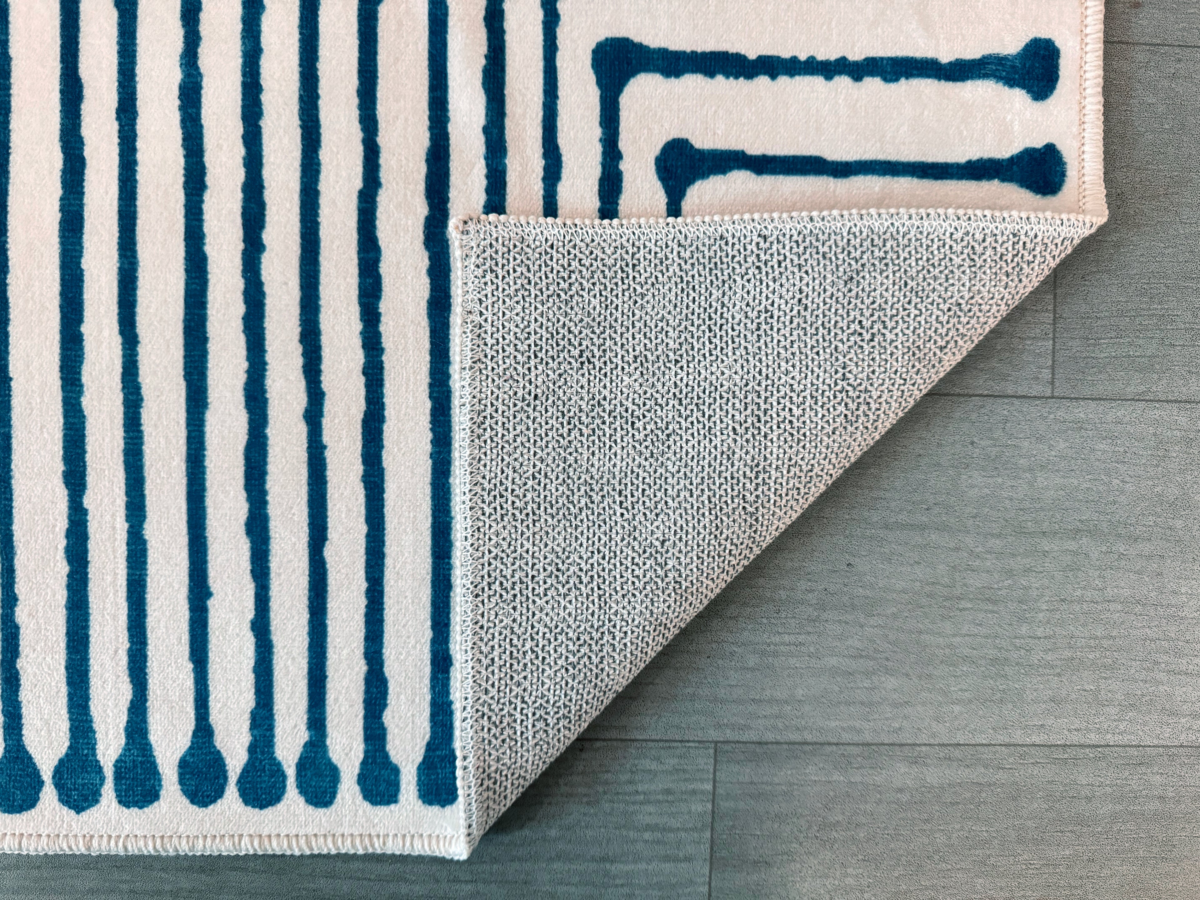 GLN Rugs Teos - Machine Washable Area Rug - Blue/Ivory Home Rug