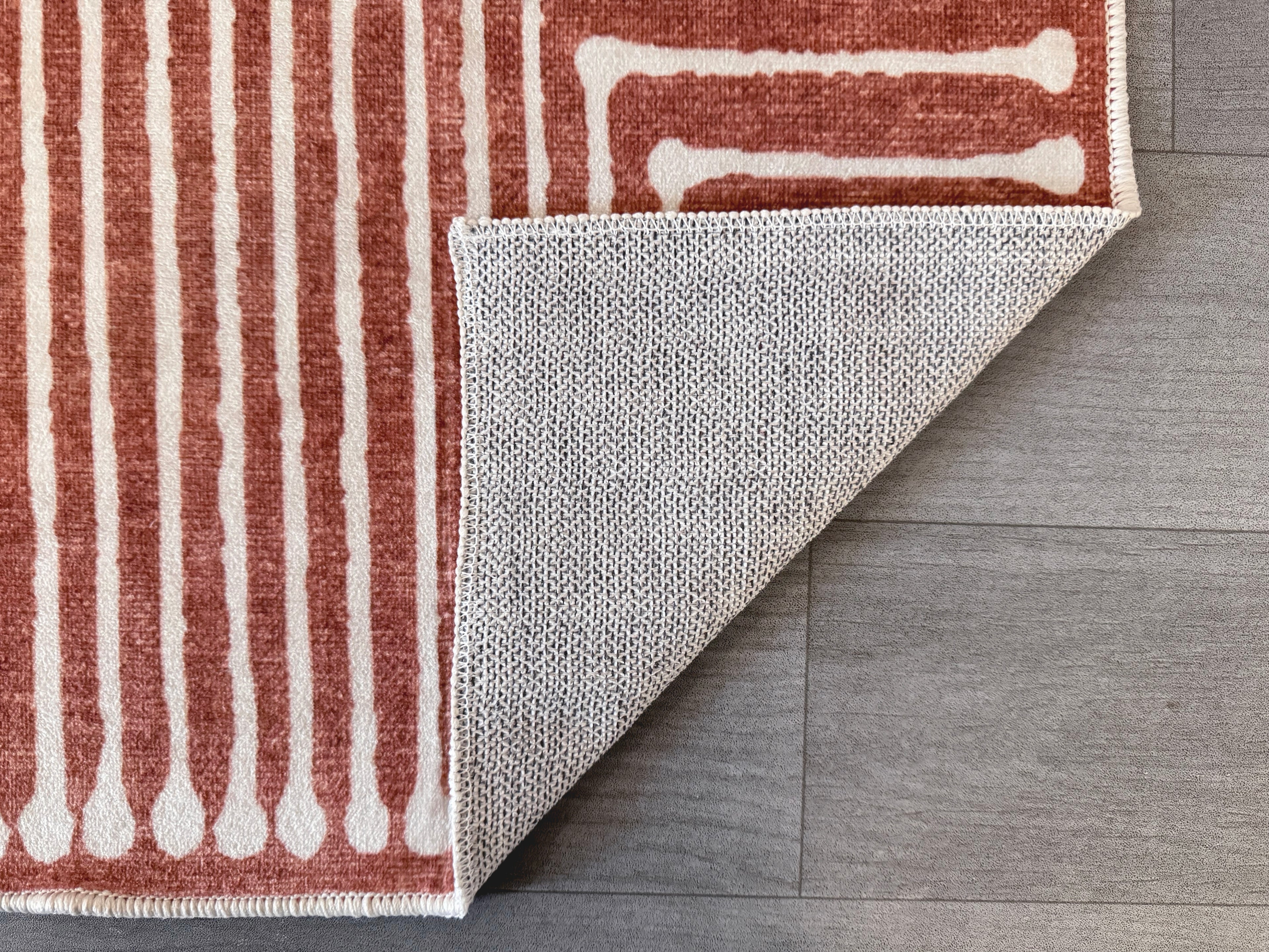 GLN Rugs Knidos - Machine Washable Area Rug - Beige/Orange Home Rug