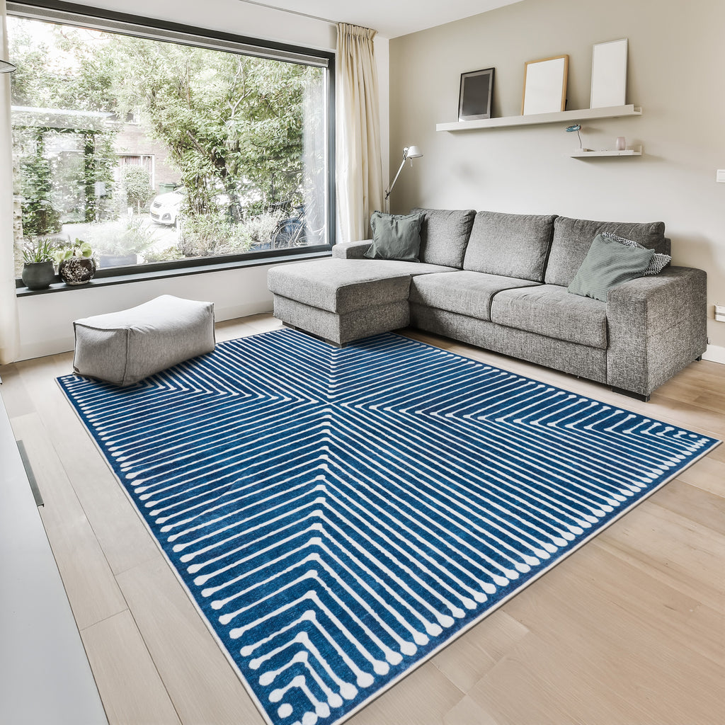 GLN Rugs Assos - Machine Washable Area Rug - Turkish Blue Home Rugs