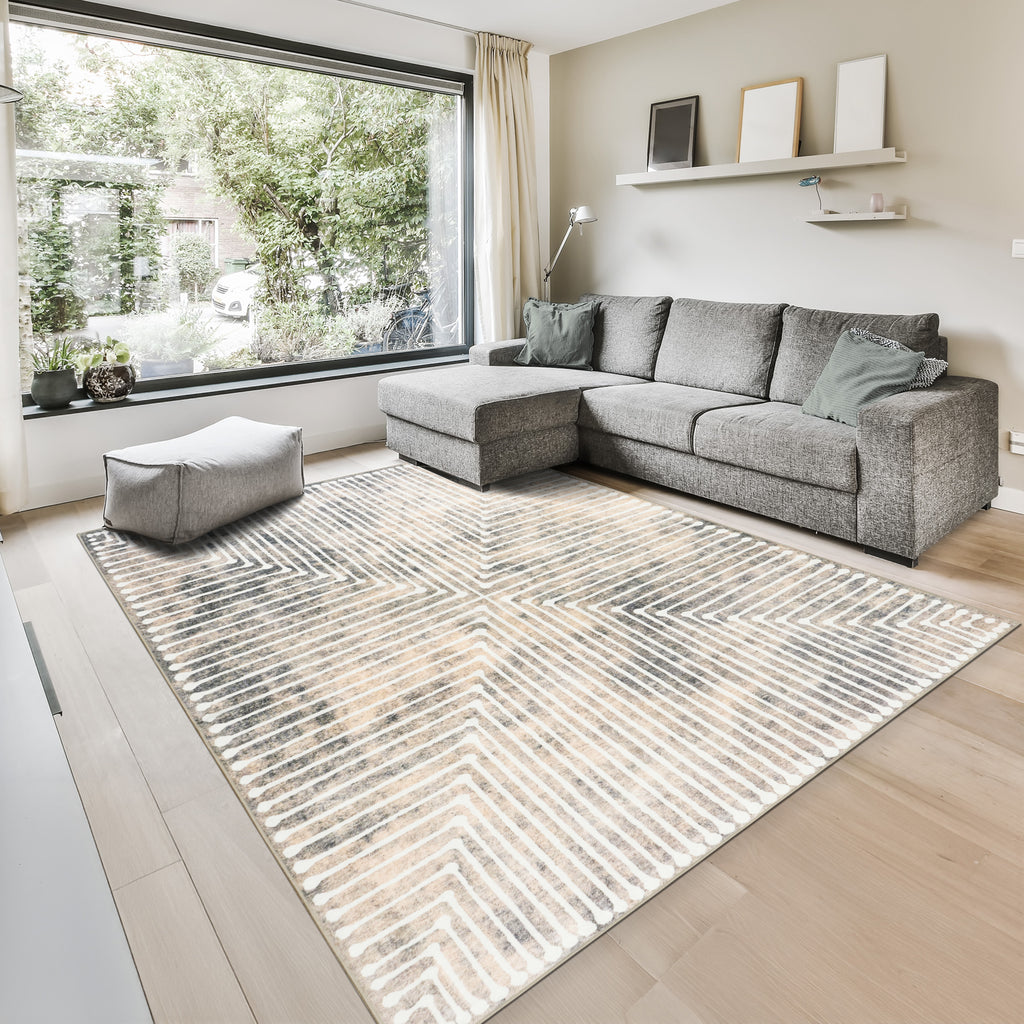 GLN Rugs Ephesus - Machine Washable Area Rug - Turkish Beige/Gray Home Rugs