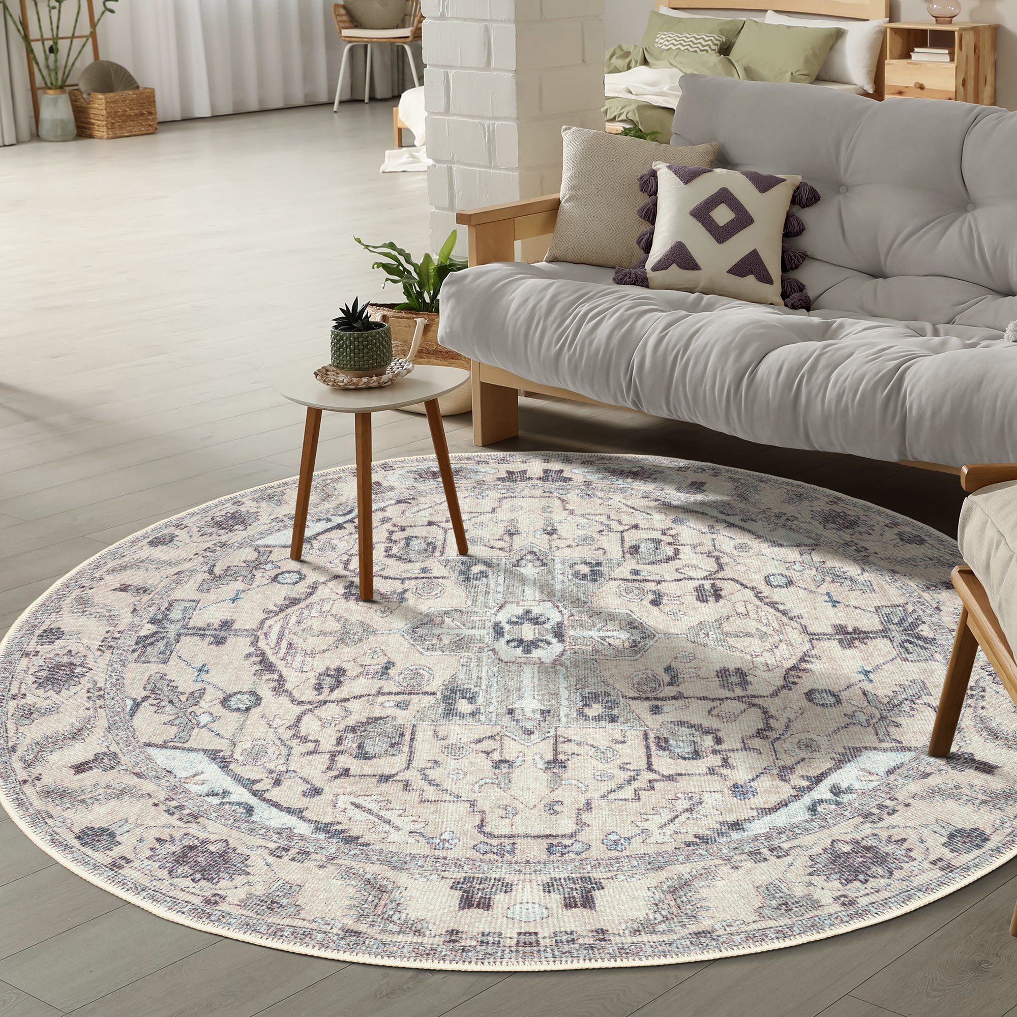 GLN Rugs Cyrene - Machine Washable Area Rug - Turkish Cream/Gray Home Rugs