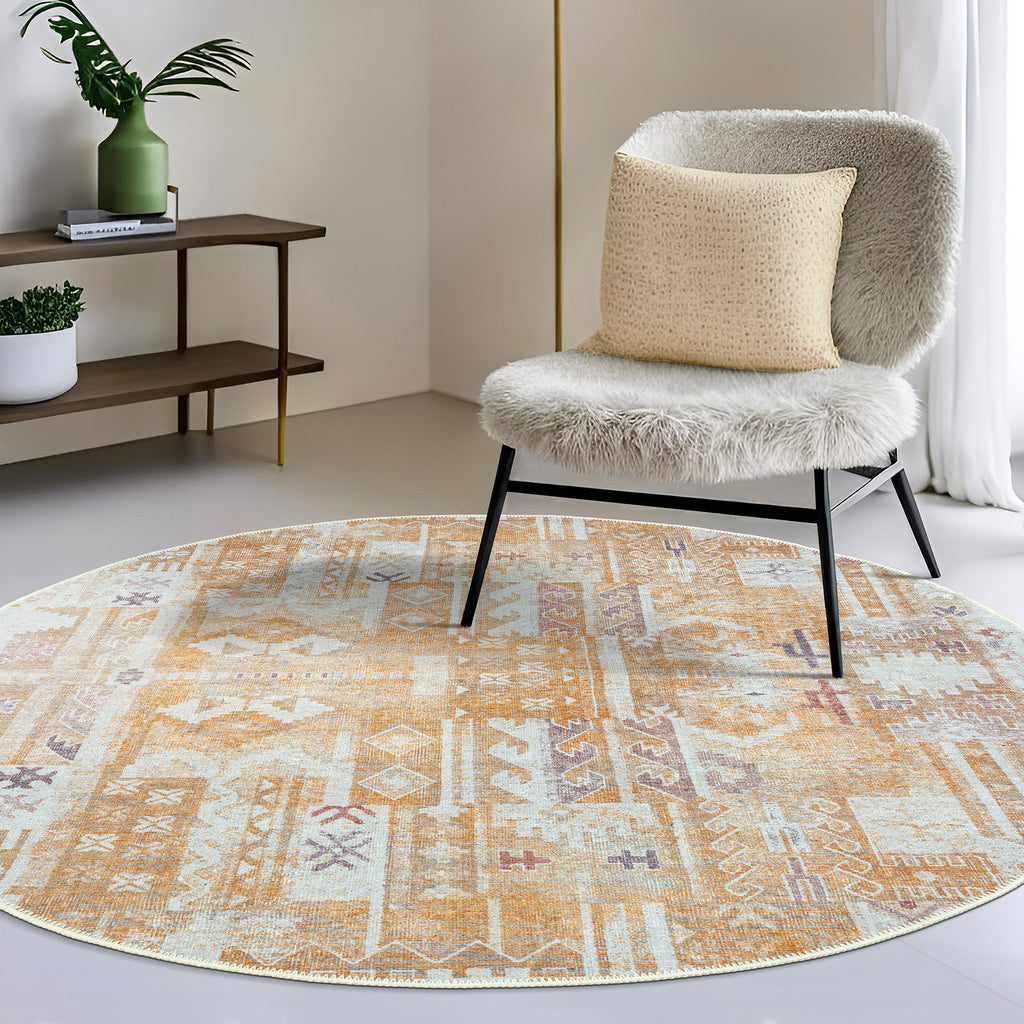 GLN Rugs Thebes - Machine Washable Area Rug - Turkish Yellow/Gray Home Rugs