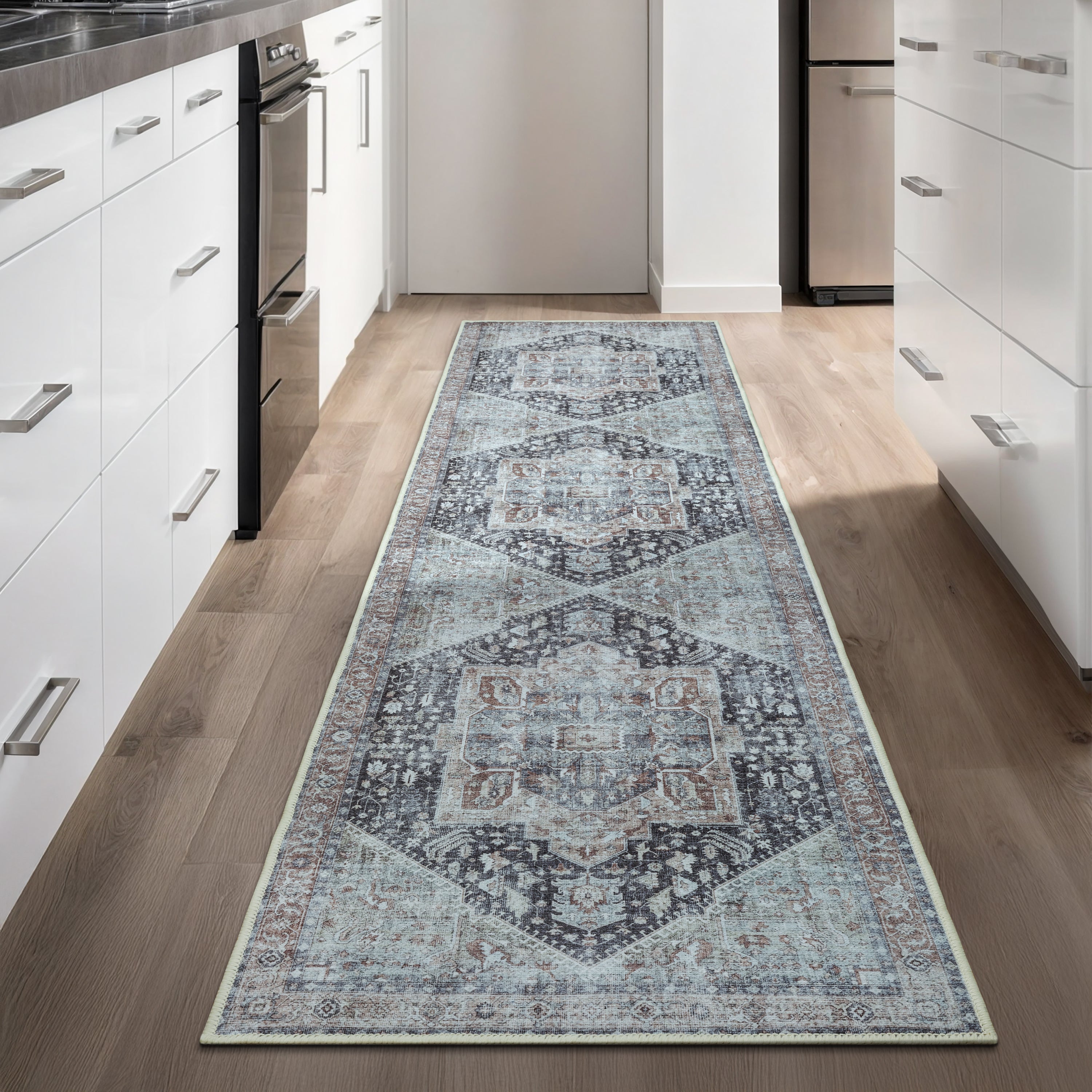 GLN Rugs Taxila - Machine Washable Area Rug - Turkish Brown/Gray Home Rugs
