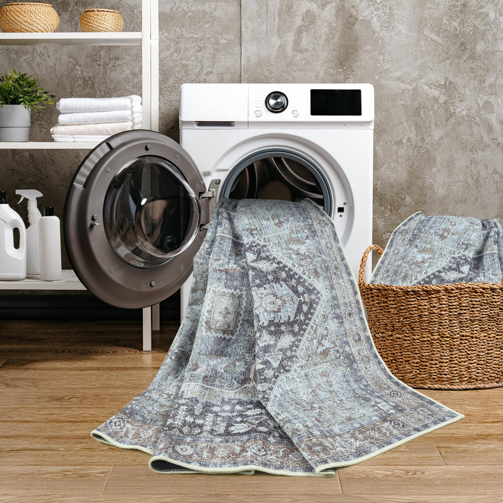 GLN Rugs Taxila - Machine Washable Area Rug - Turkish Brown/Gray Home Rugs