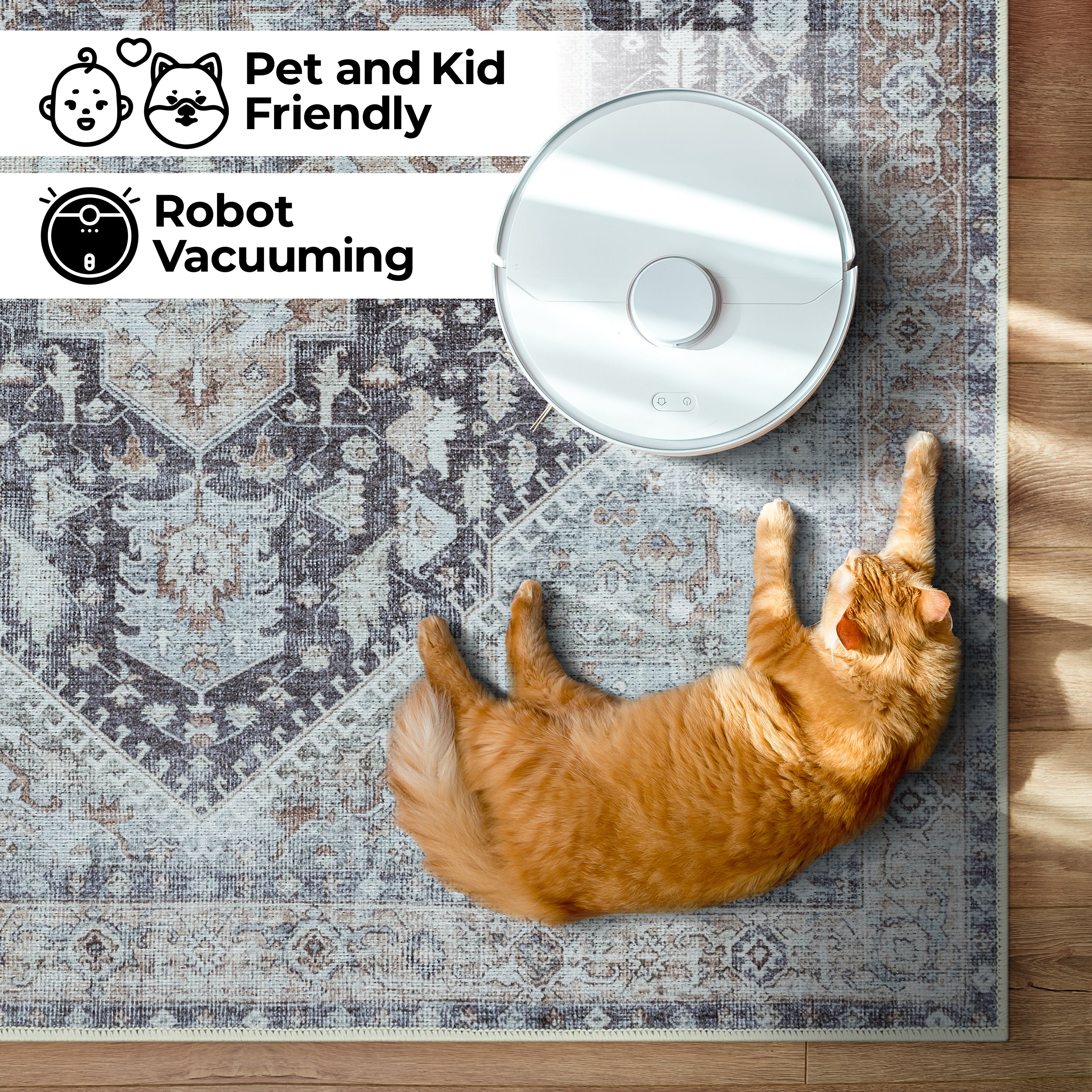 GLN Rugs Taxila - Machine Washable Area Rug - Turkish Brown/Gray Home Rugs