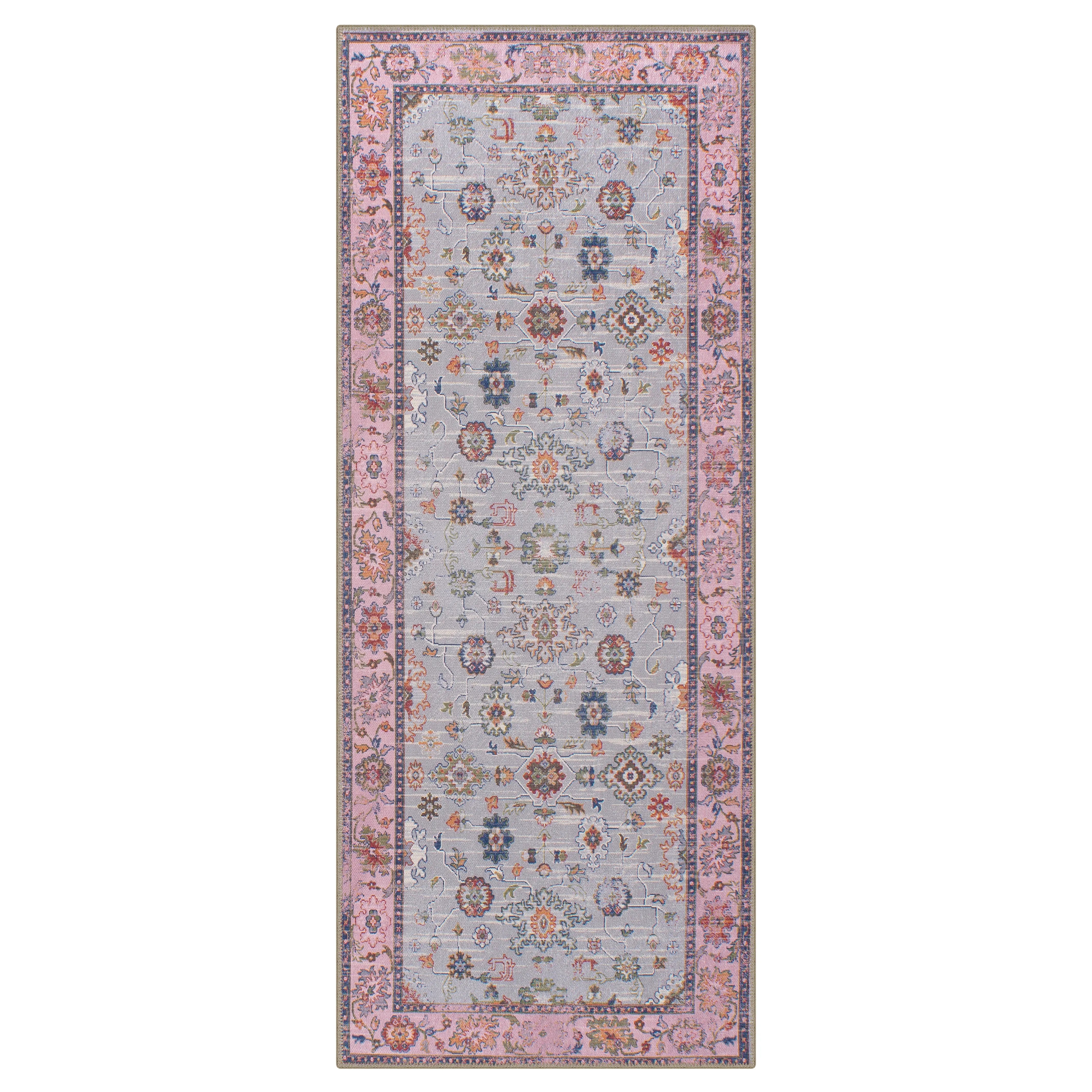 AYDER - Machine Washable Area Rug (Pink/Gray/Multicolor)