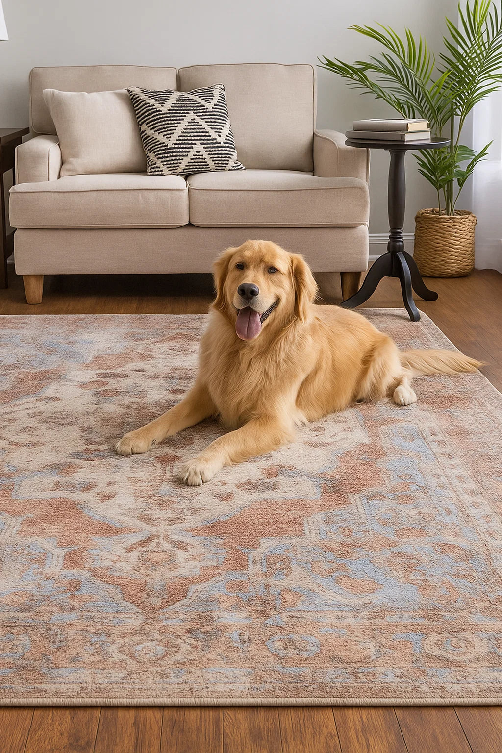 GLN Rugs Trapezus - Machine Washable Area Rug - Sky/Terra Home Rug