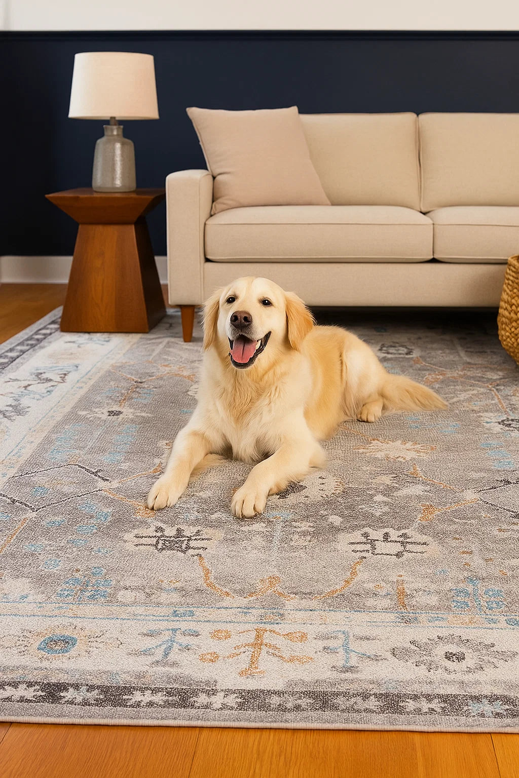 GLN Rugs Idyma - Machine Washable Area Rug - Cream/Gray Home Rug