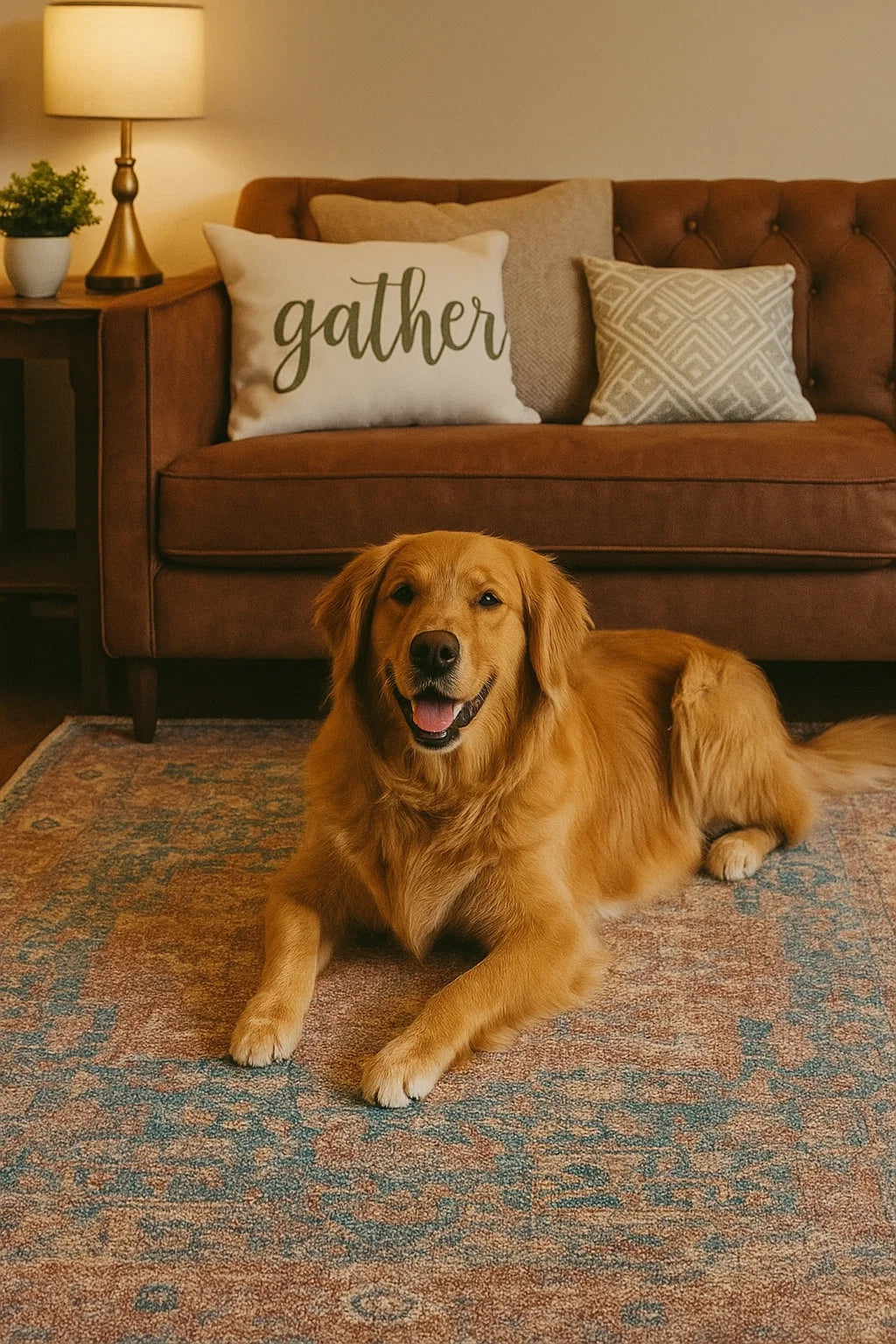 GLN Rugs Sumela - Machine Washable Area Rug - Terra/Green Home Rug