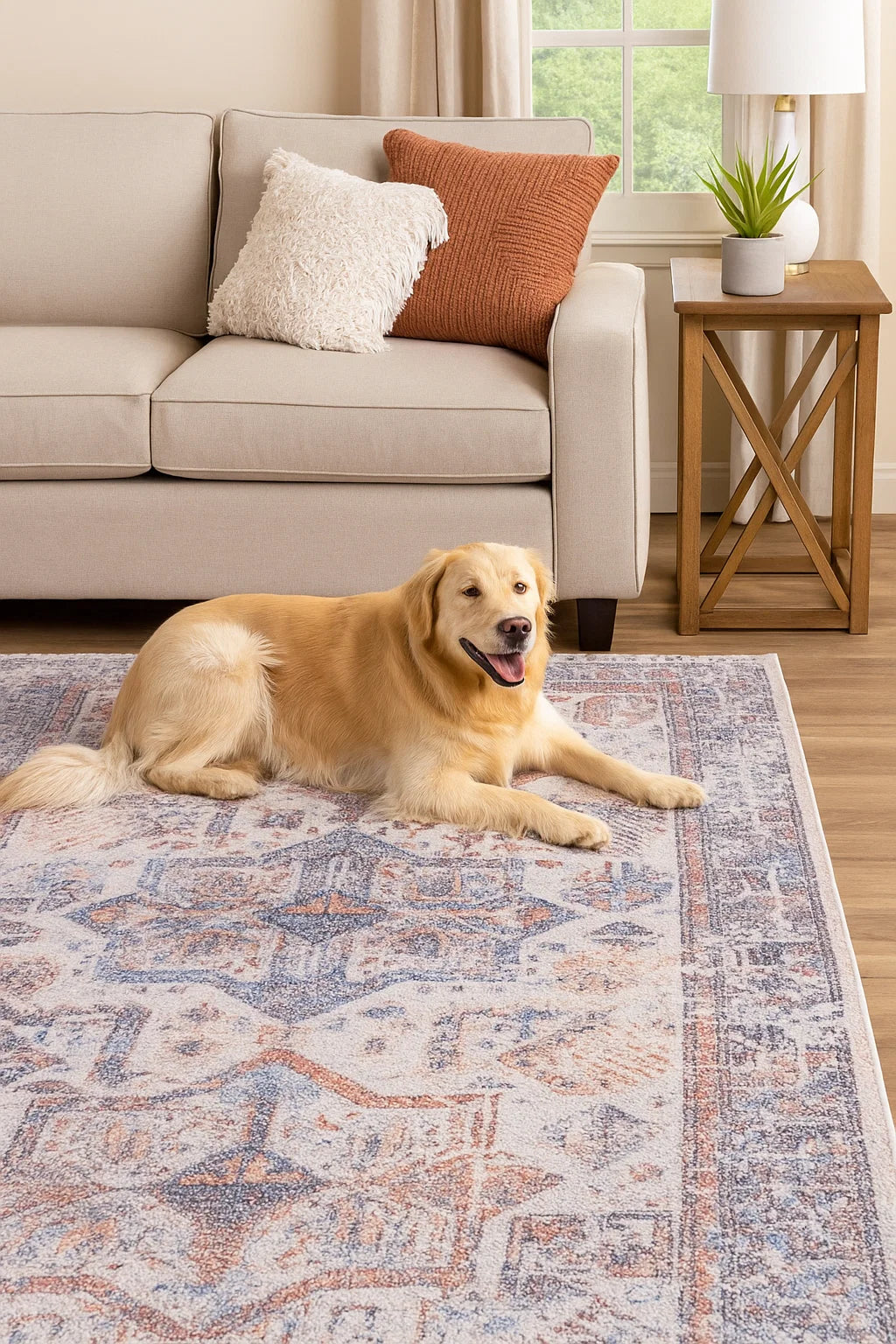 GLN Rugs Myra - Machine Washable Area Rug - Multi/Cream Home Rug