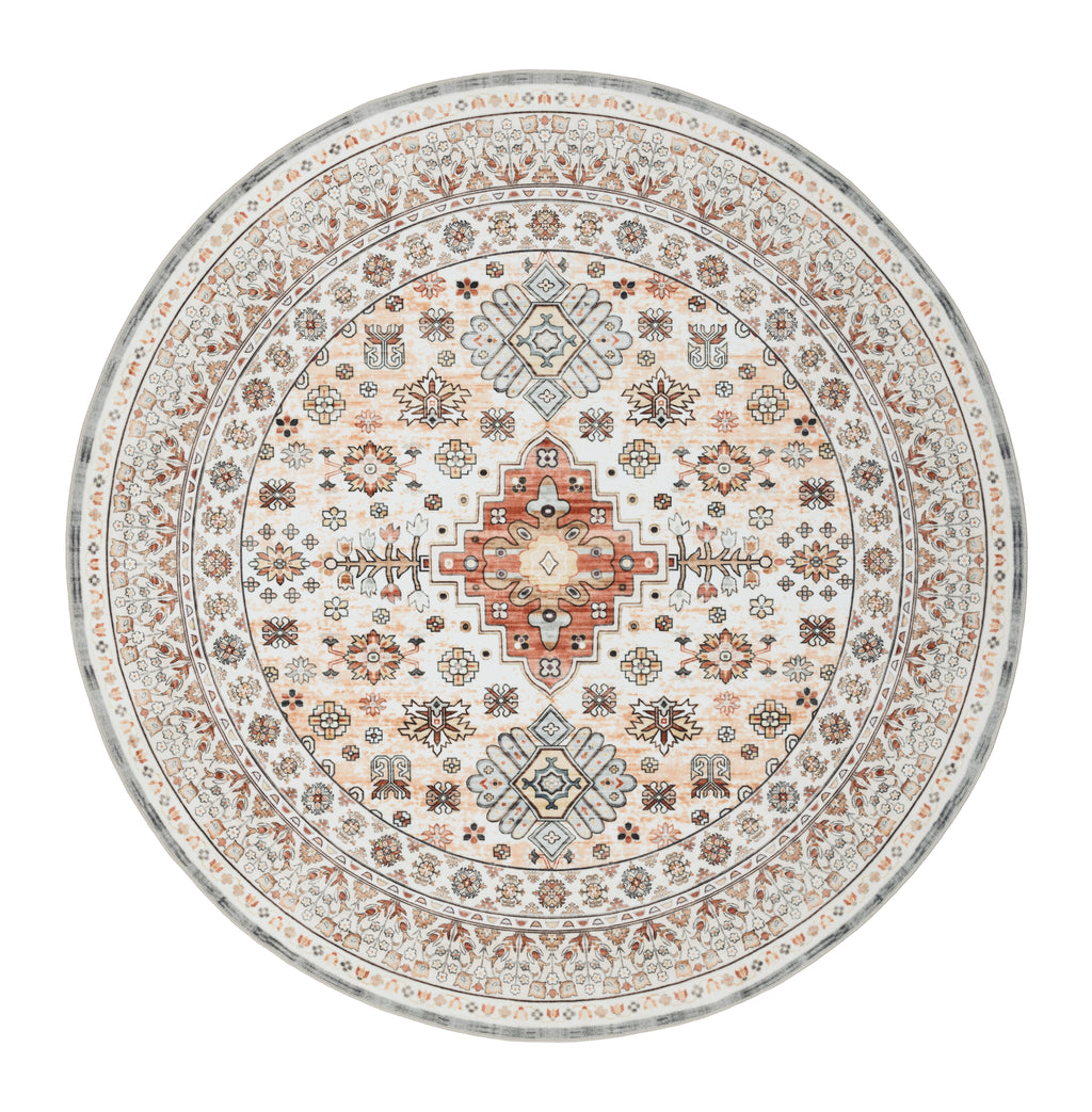 GLN Rugs Tyana - Machine Washable Area Rug - Cream/Terra Home Rug
