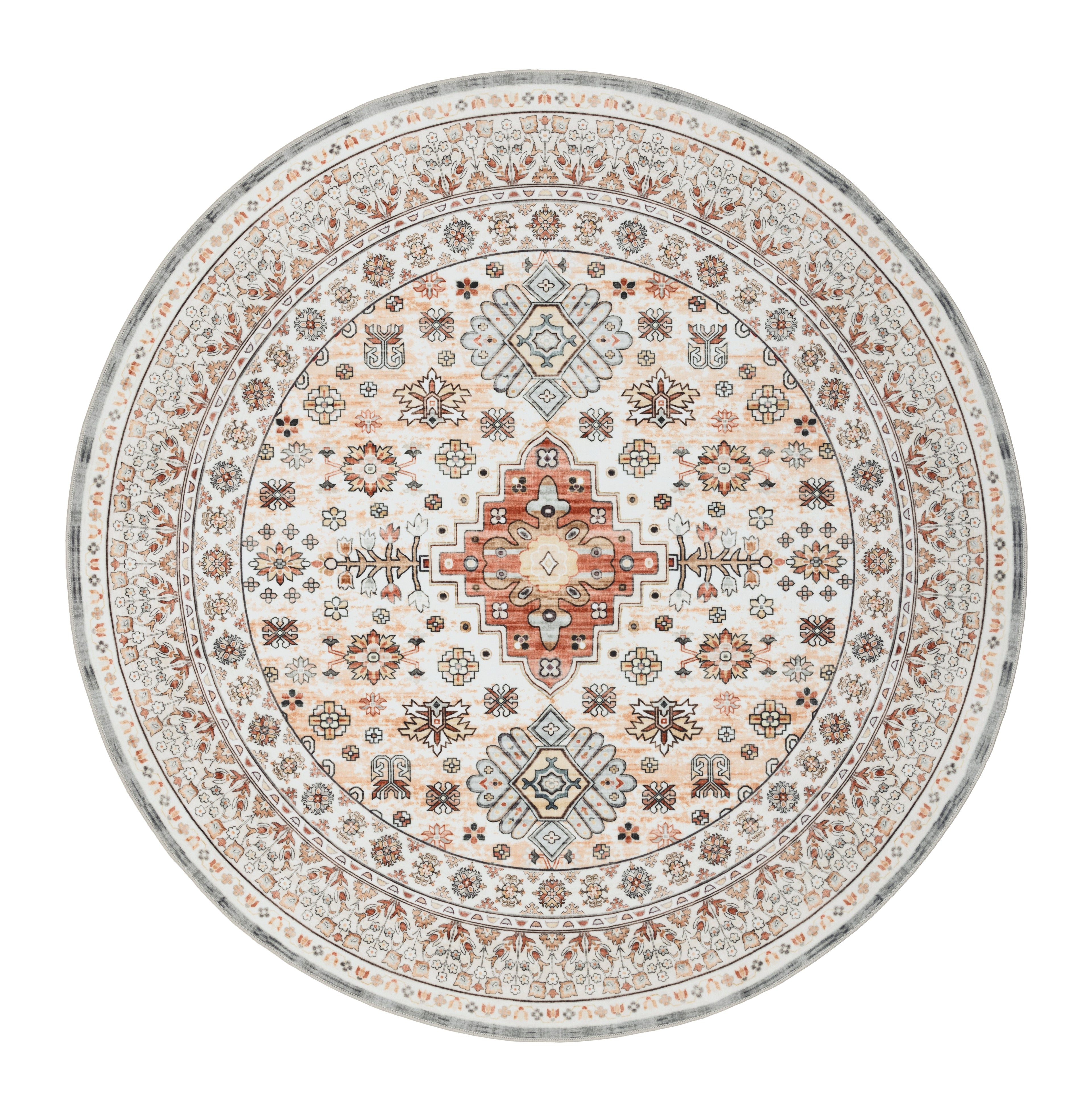 GLN Rugs Tyana - Machine Washable Area Rug - Cream/Terra Home Rug