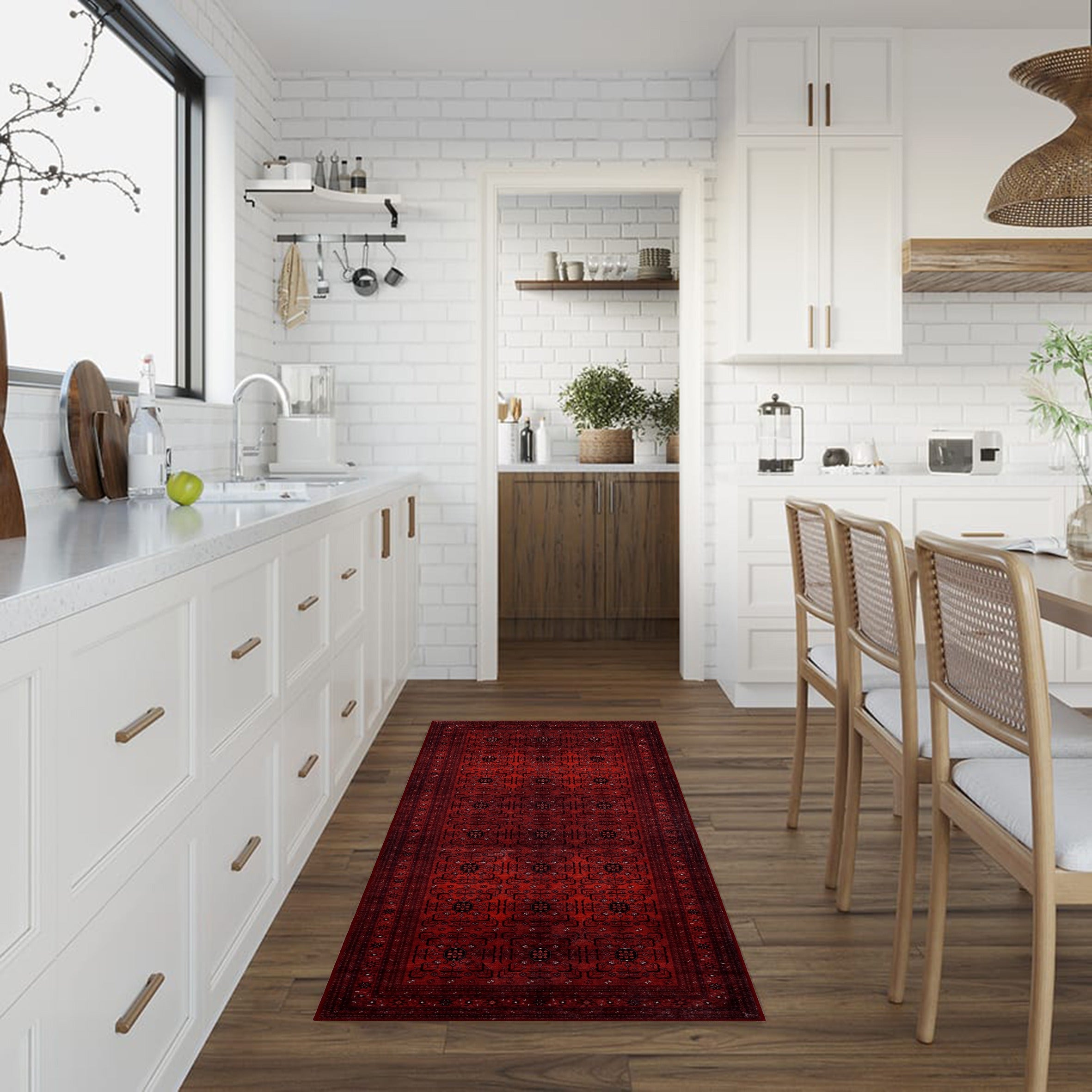 GLN Rugs Lyonesse - Machine Washable Area Rug - Afghan Dark Red Home Rug