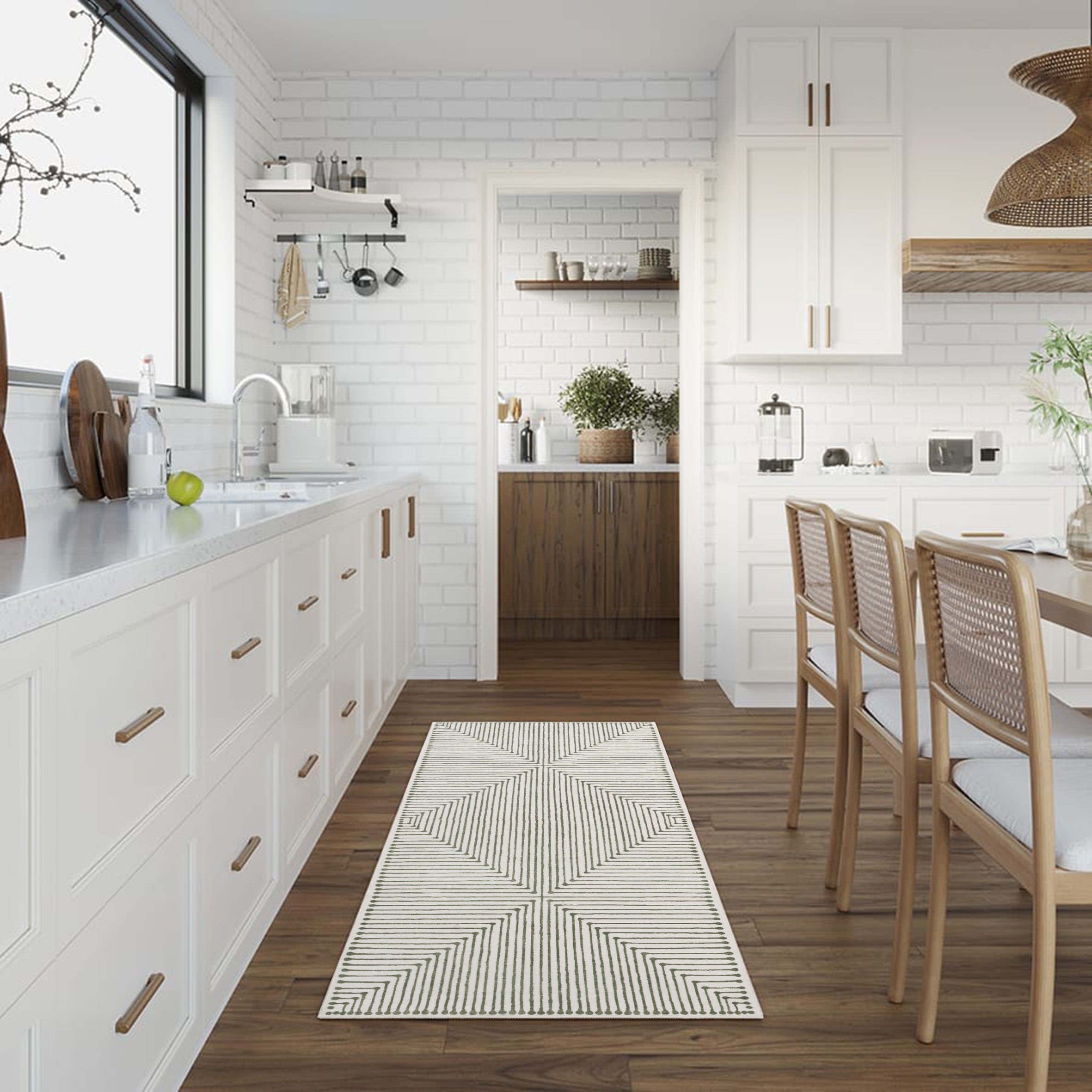 GLN Rugs Milet - Machine Washable Area Rug - Green/Beige Home Rug