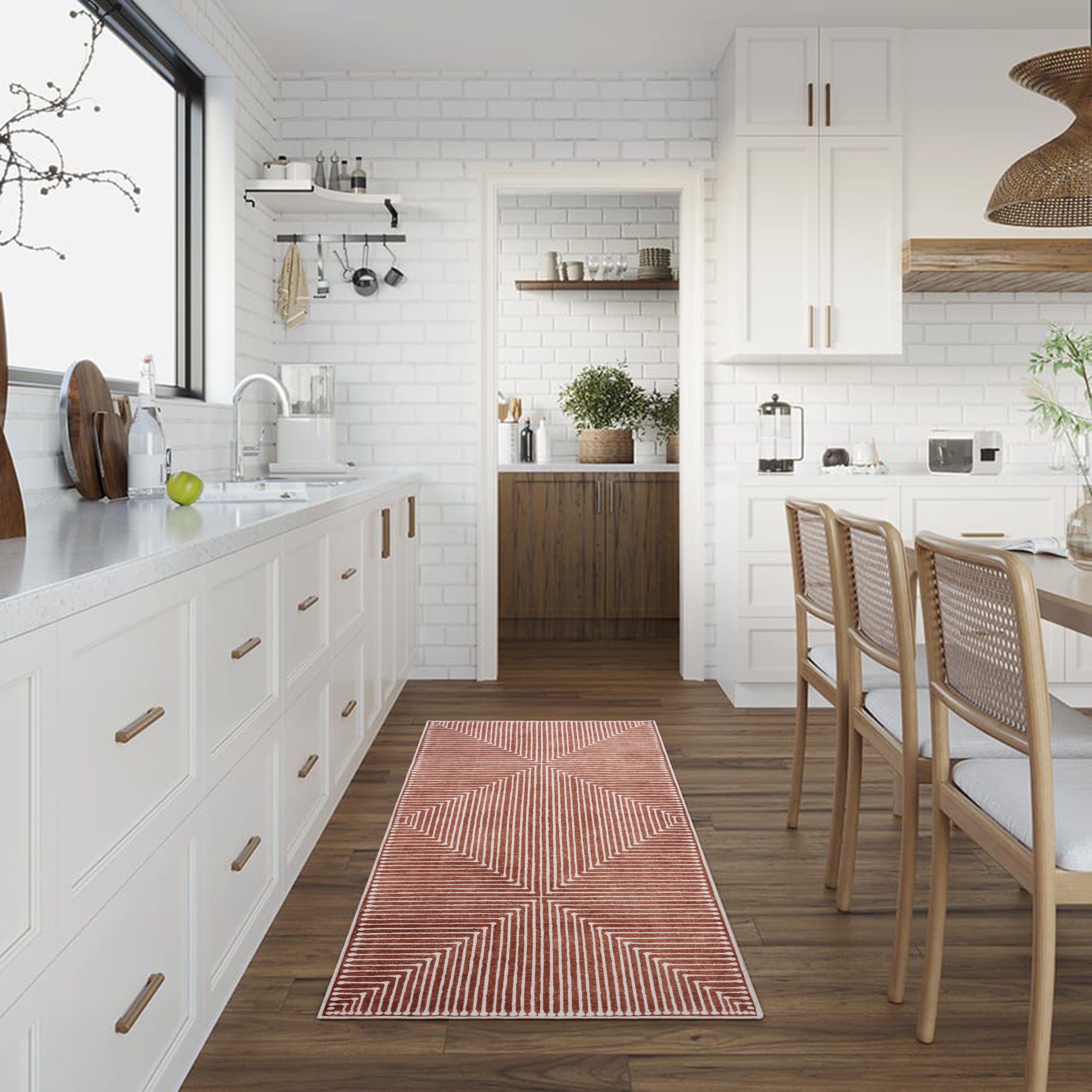 GLN Rugs Knidos - Machine Washable Area Rug - Beige/Orange Home Rug