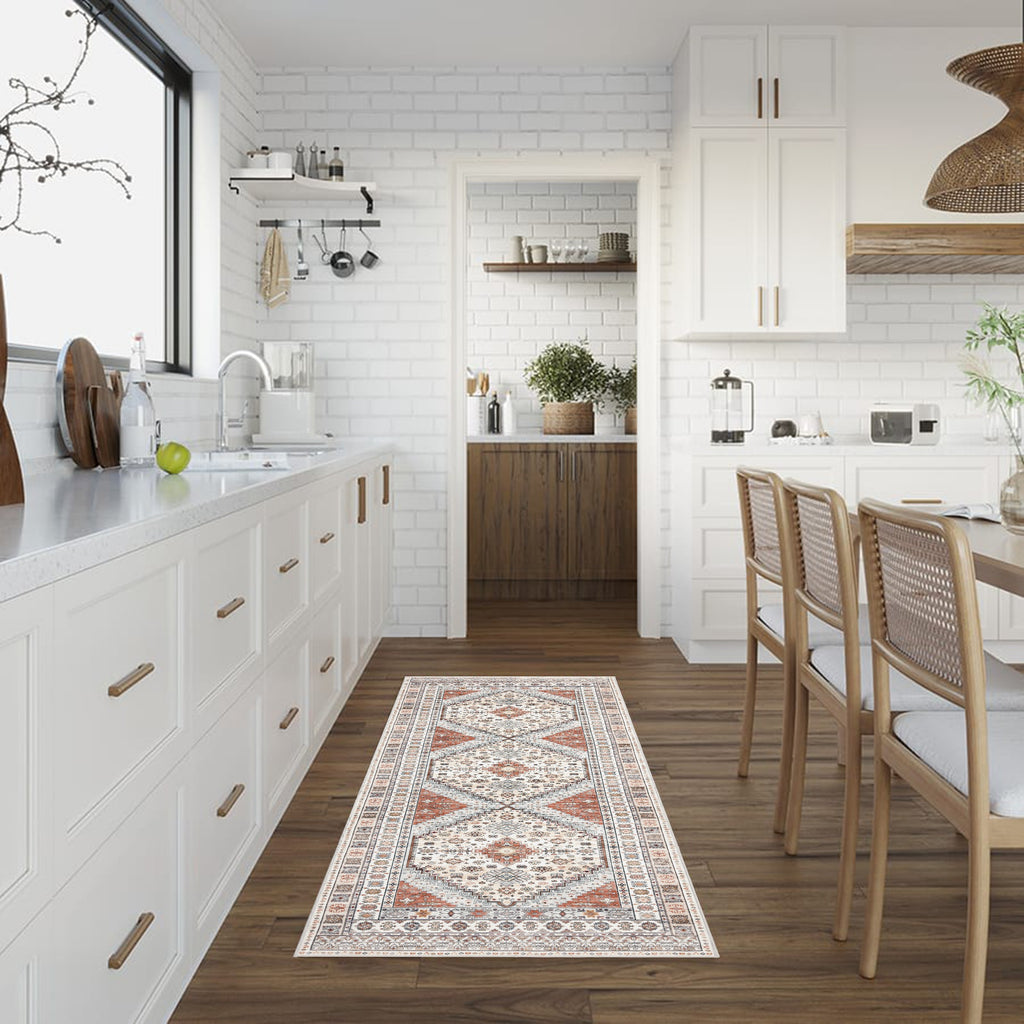 GLN Rugs Tyana - Machine Washable Area Rug - Cream/Terra Home Rug