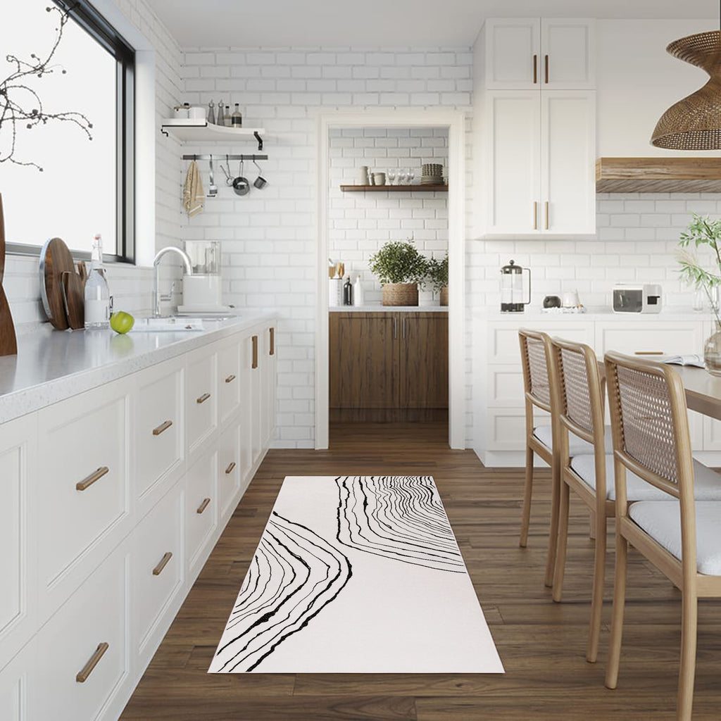 GLN Rugs Thassos - Machine Washable Area Rug - Beige/Black Home Rug