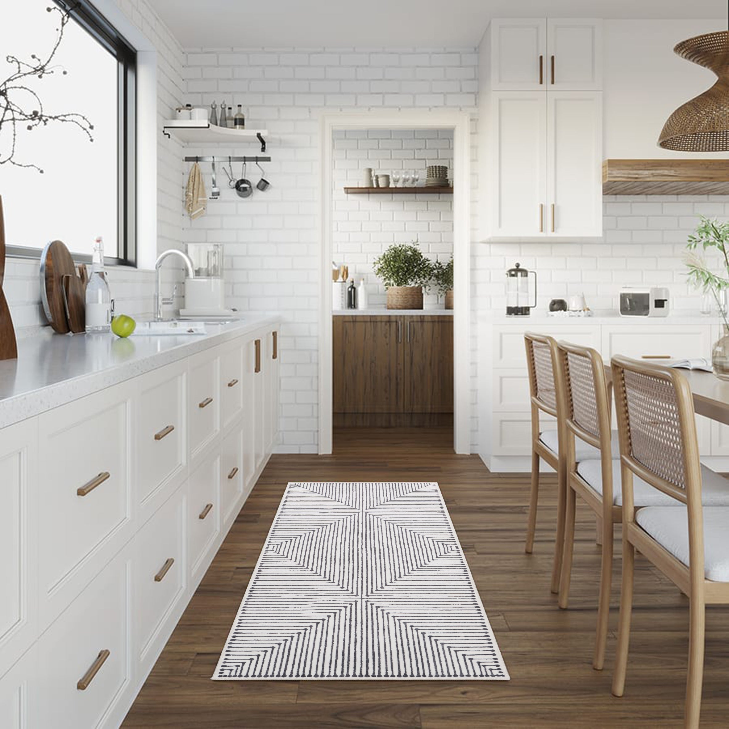 GLN Rugs Nysa - Machine Washable Area Rug - Black/Beige Home Rug