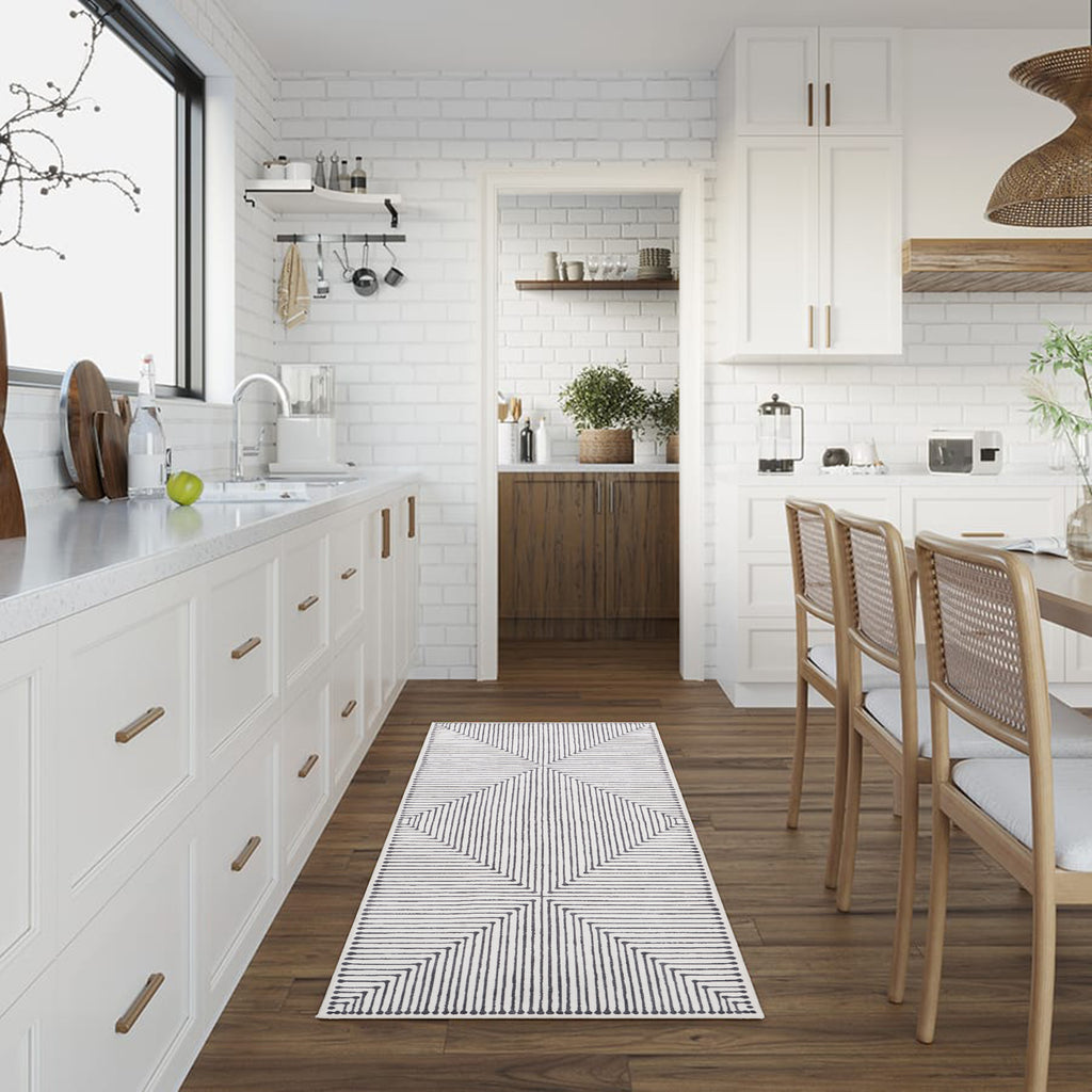 GLN Rugs Nysa - Machine Washable Area Rug - Black/Beige Home Rug