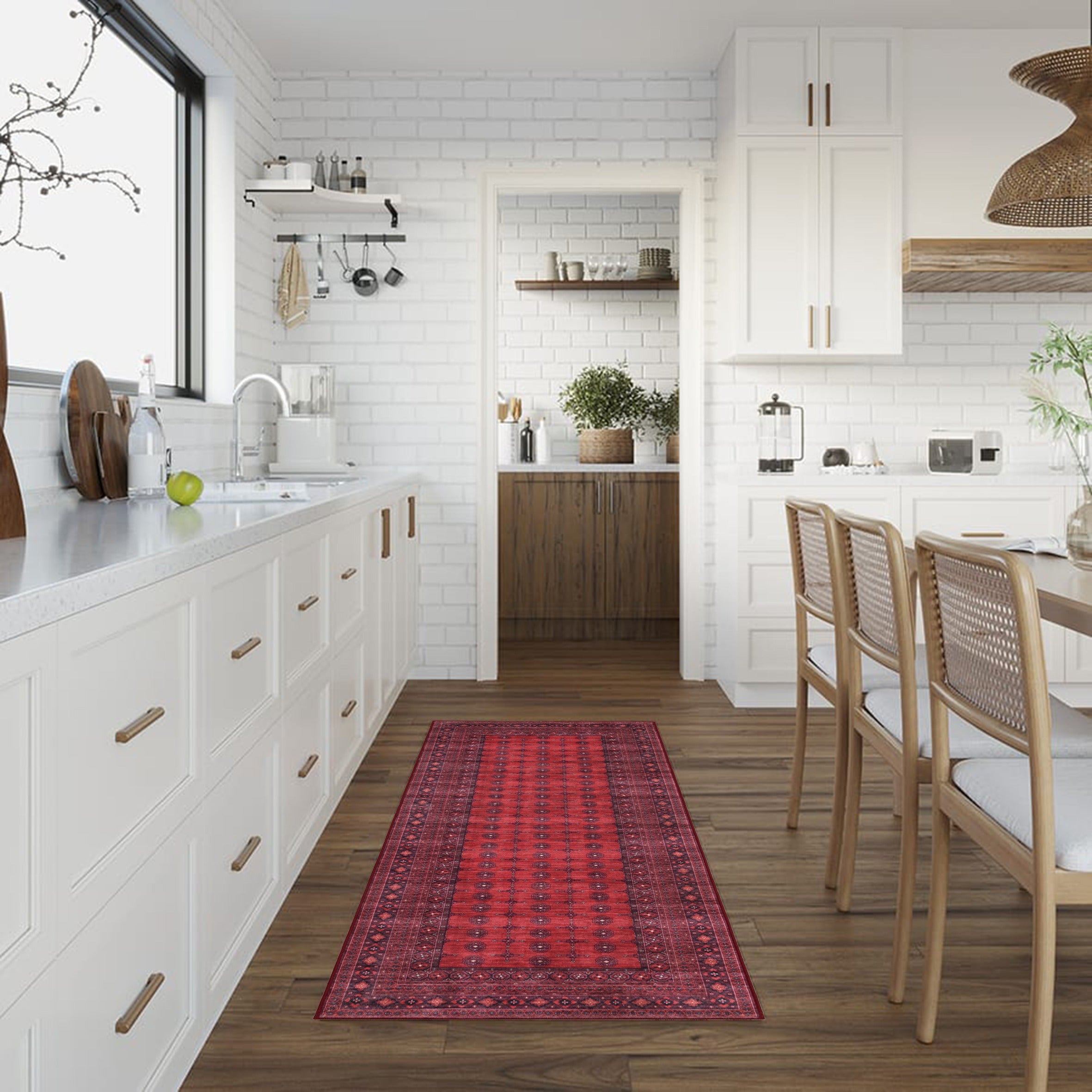 GLN Rugs Arcadia - Machine Washable Area Rug - Dark Red Home Rug