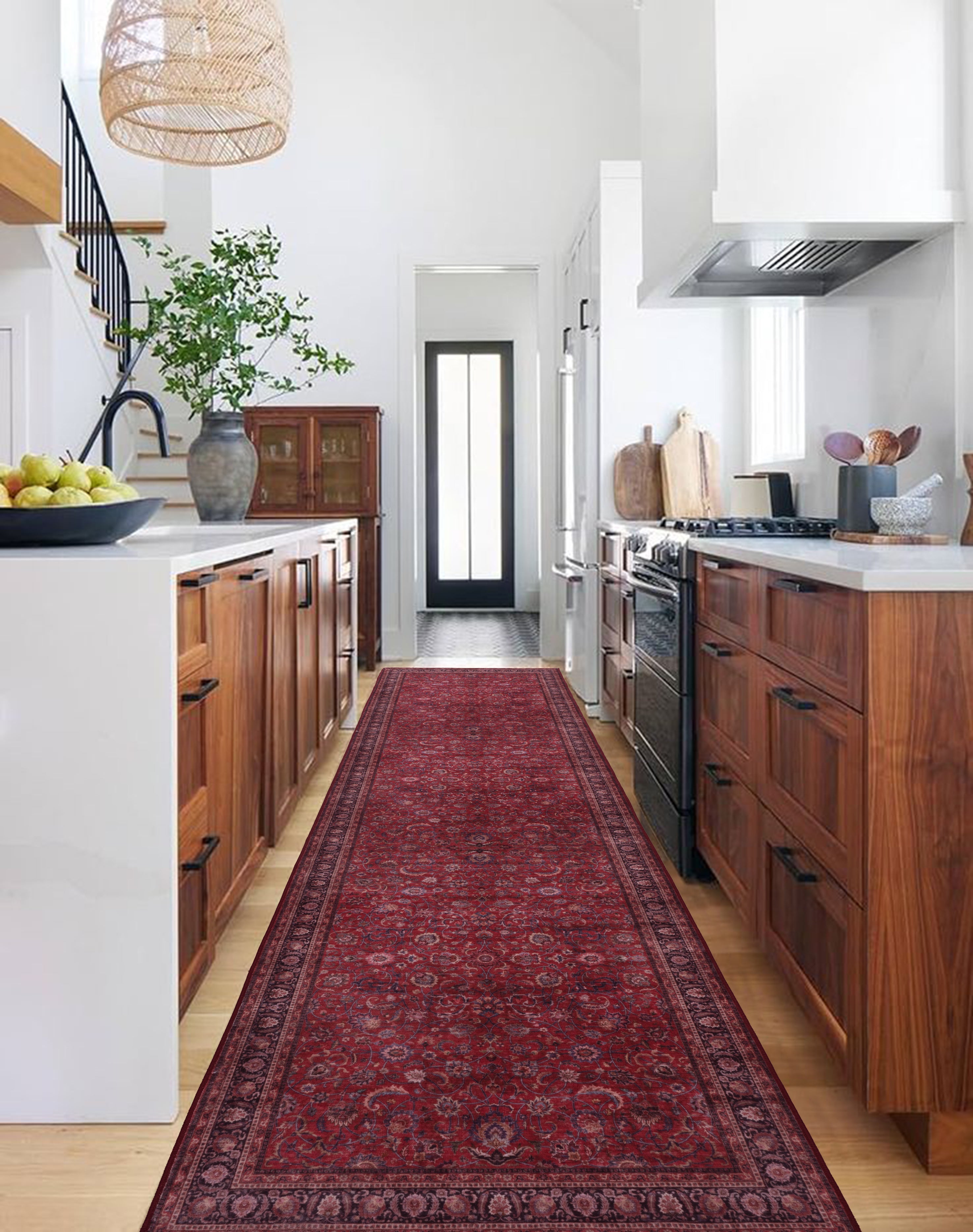 GLN Rugs Yildiz - Machine Washable Area Rug - Dark Red Home Rug