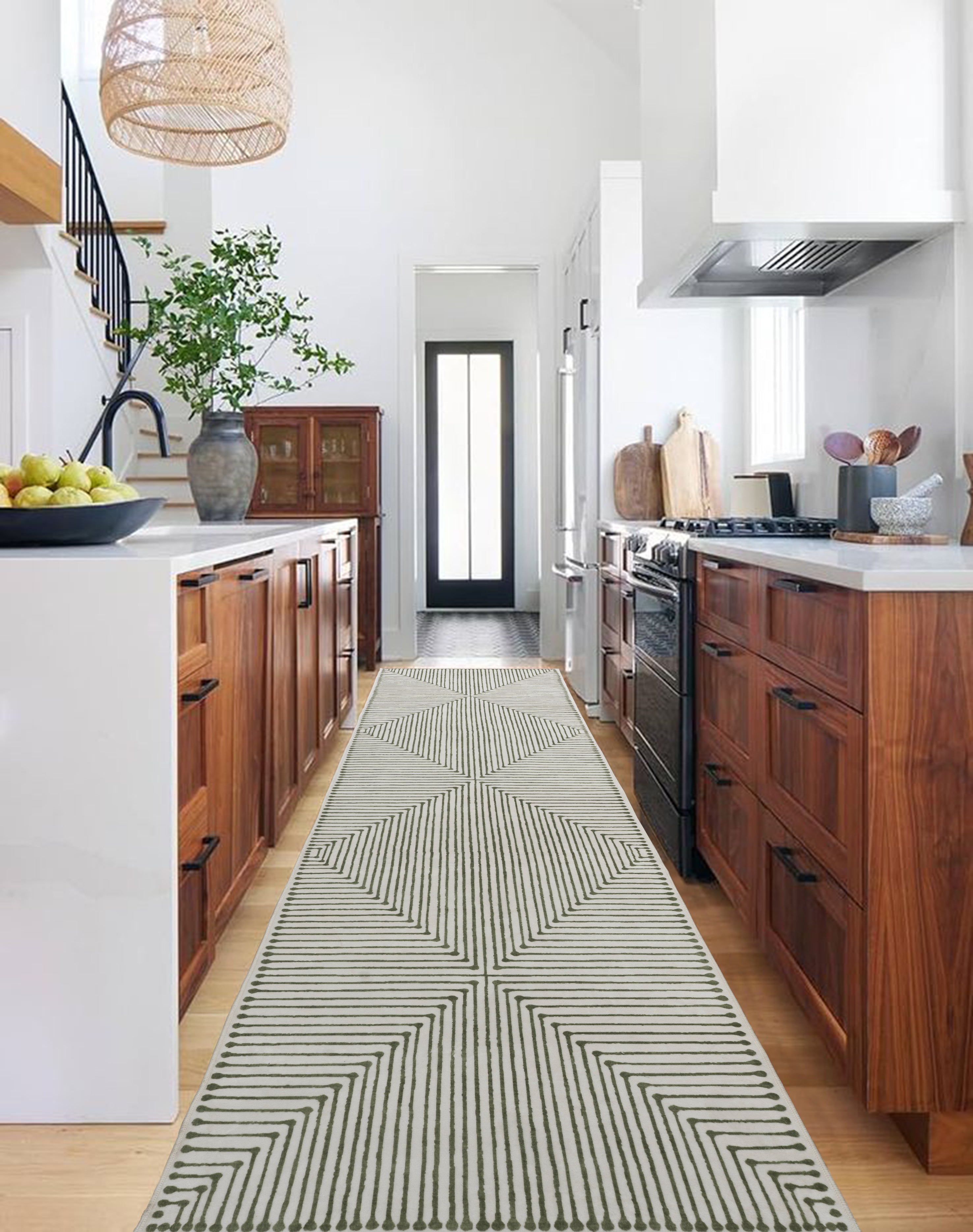 GLN Rugs Milet - Machine Washable Area Rug - Green/Beige Home Rug