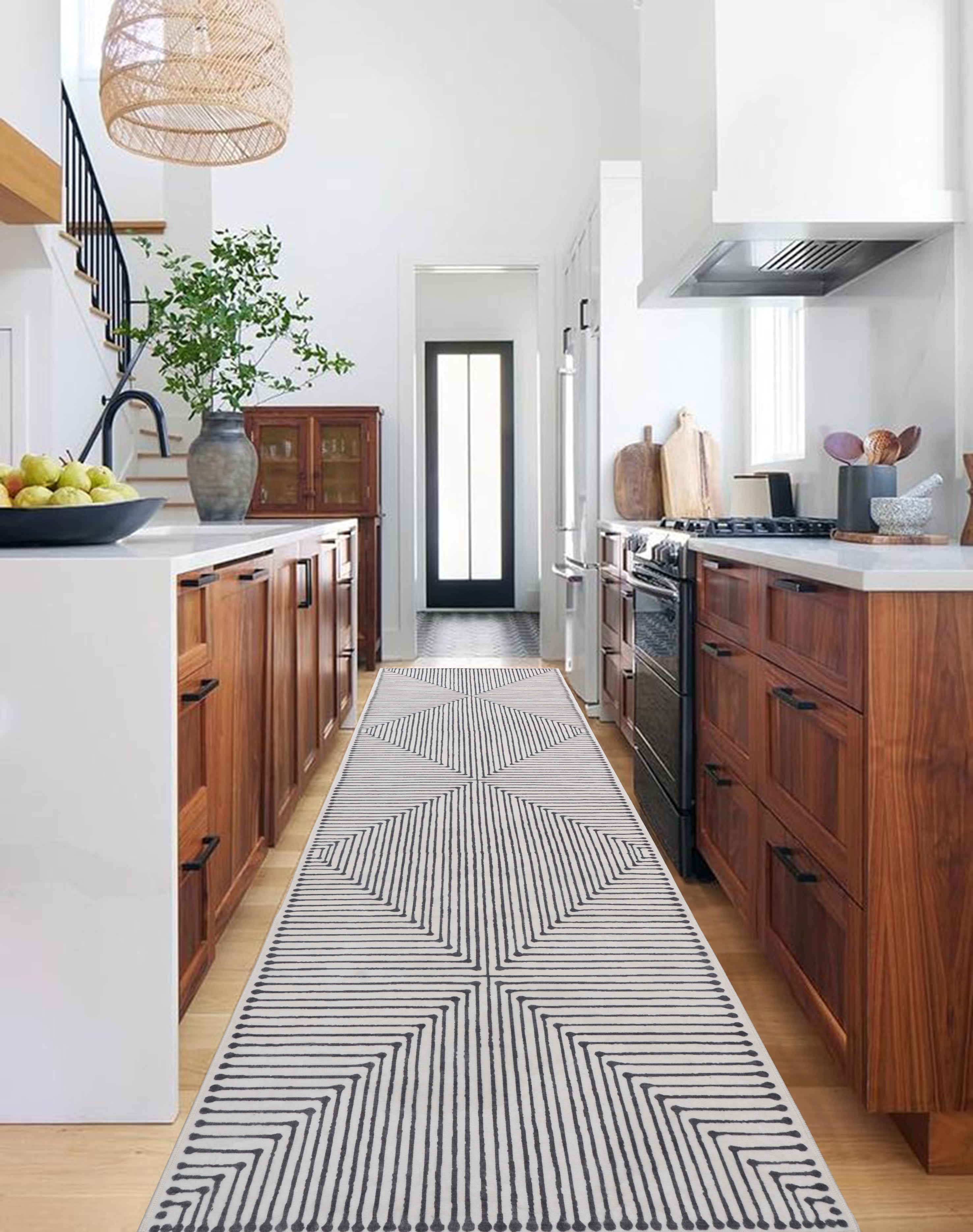 GLN Rugs Nysa - Machine Washable Area Rug - Black/Beige Home Rug