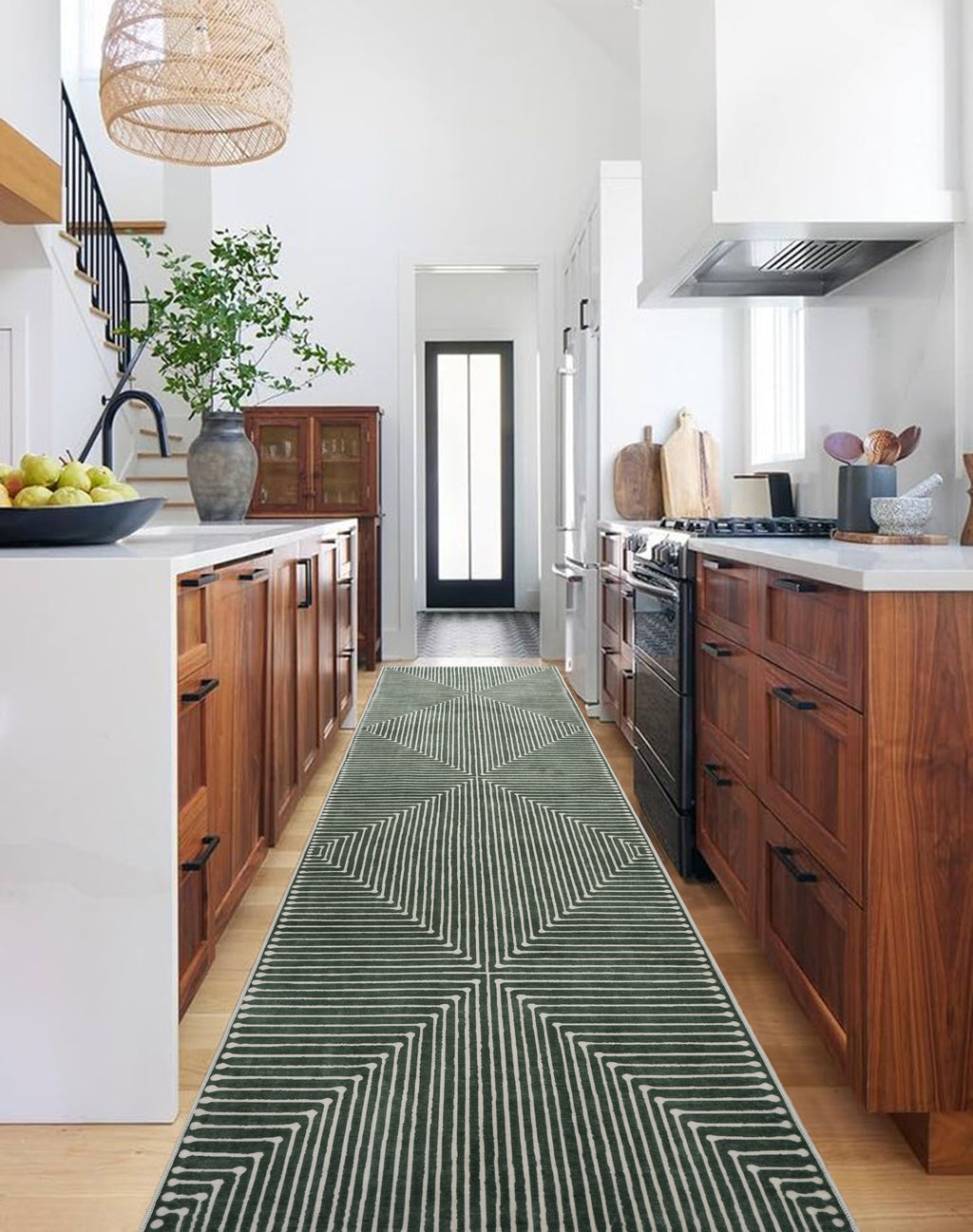 GLN Rugs Priene - Machine Washable Area Rug - Beige/Green Home Rug